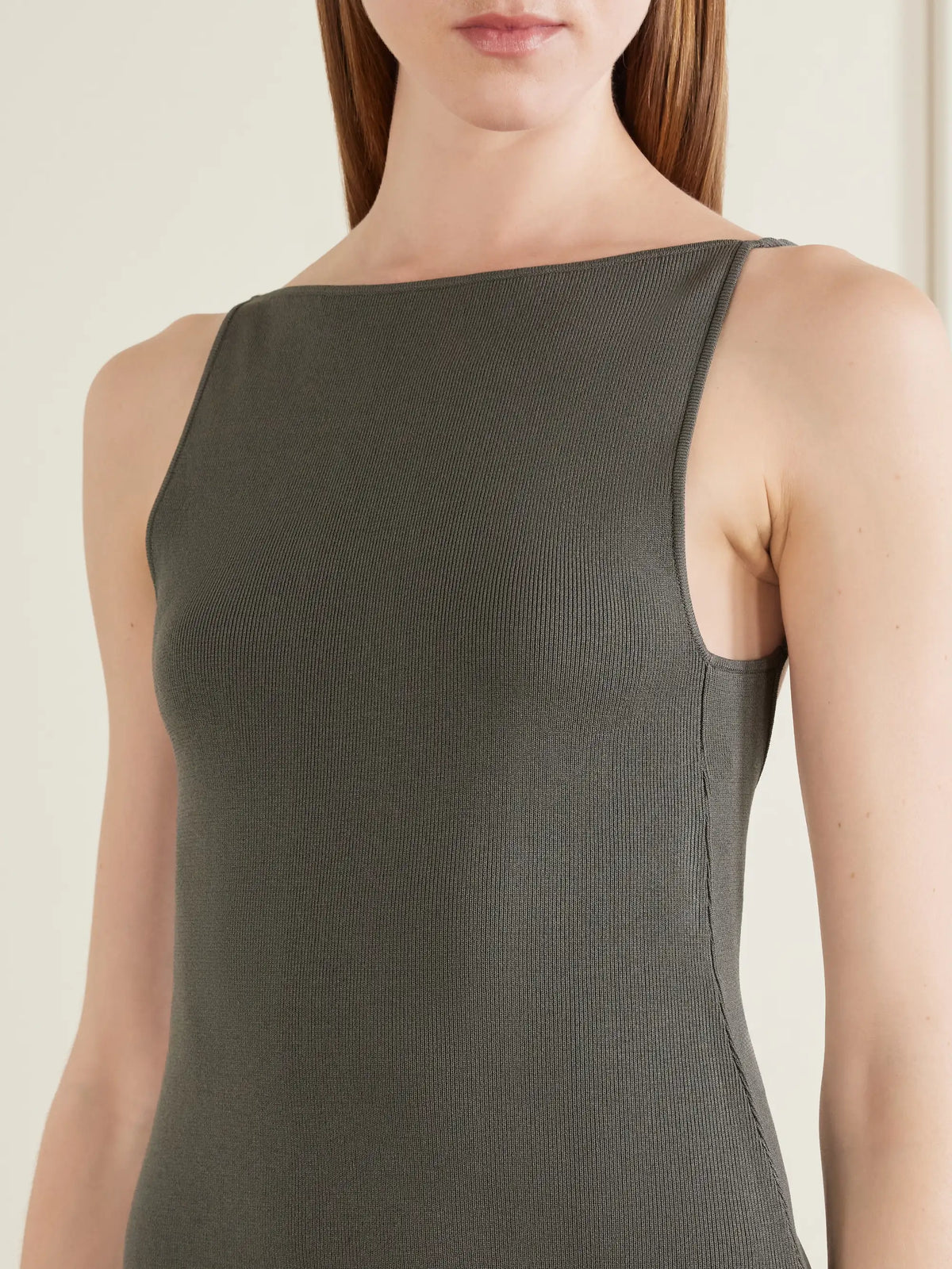 ST. AGNI Ribbed Jersey And Cotton-blend Poplin Midi Dress
