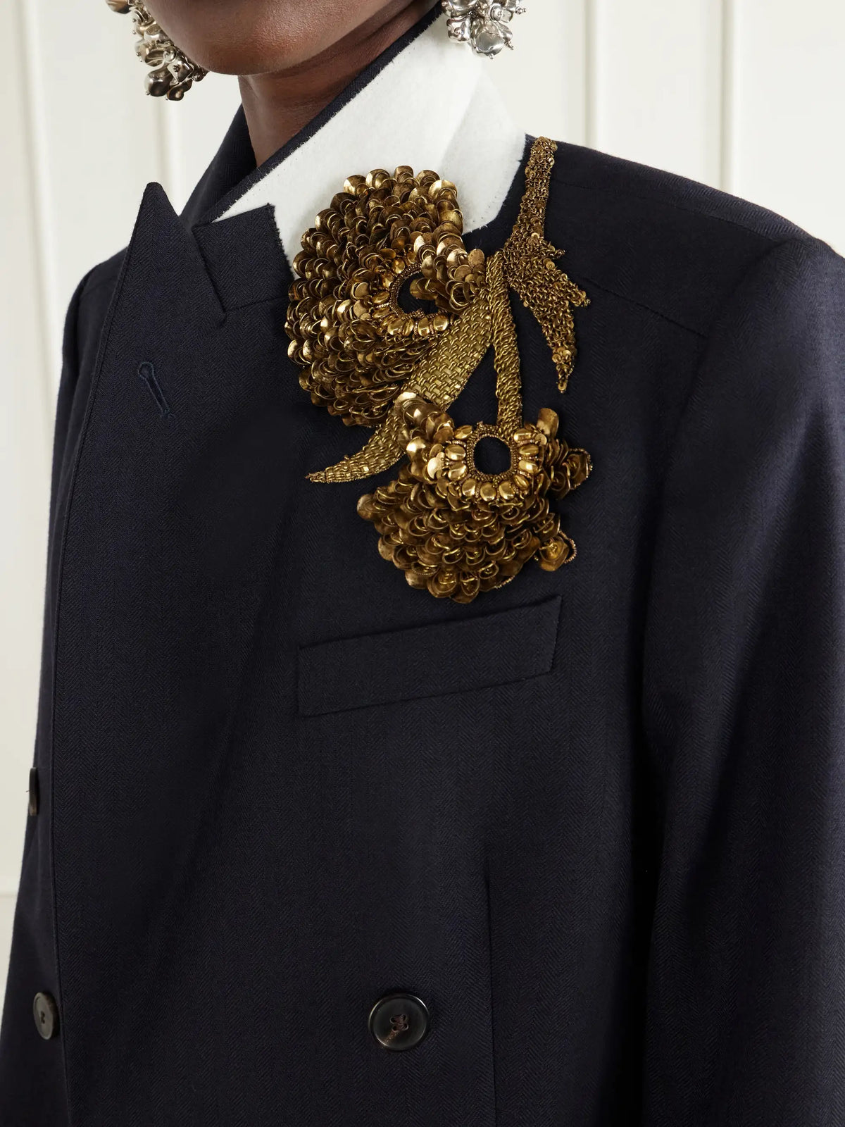 Dries Van Noten Embellished Double-breasted Wool Blazer