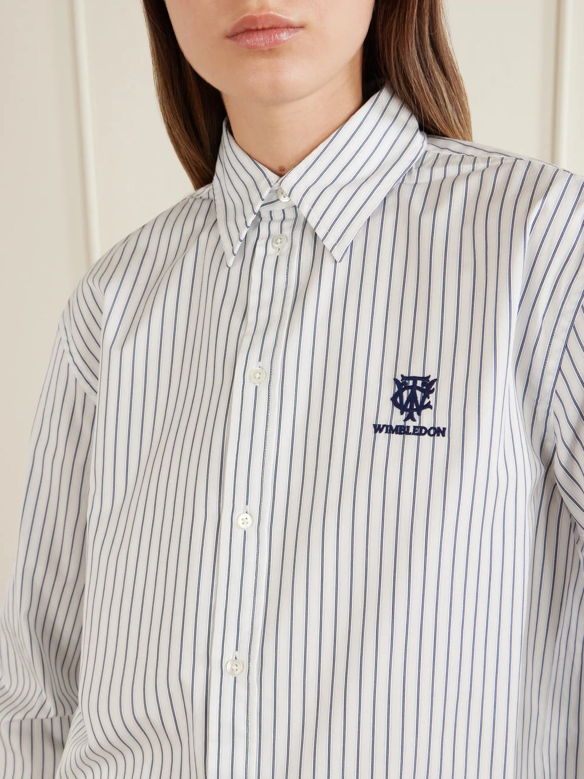 + Wimbledon Embroidered Striped Cotton-poplin Shirt