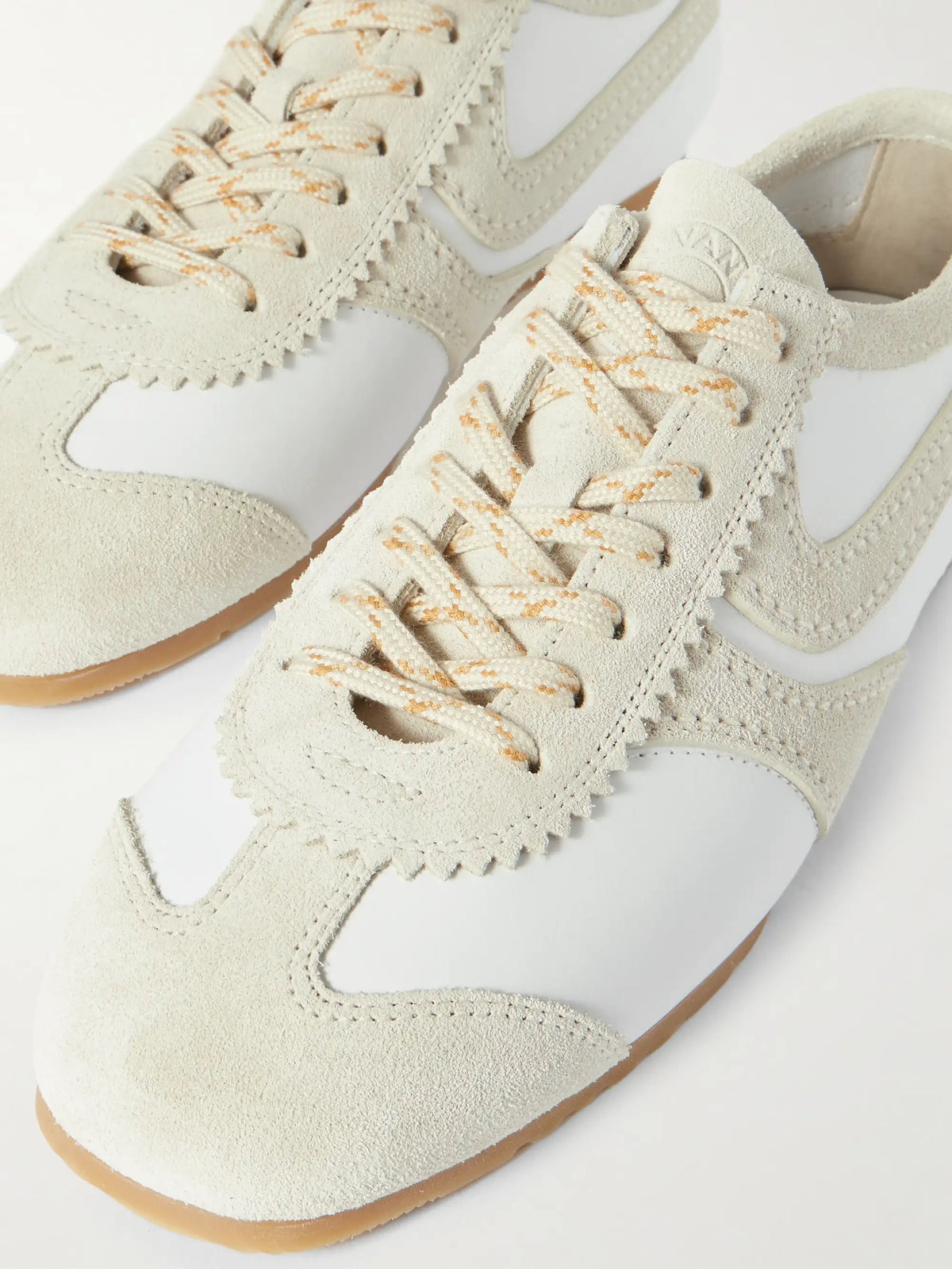 Suede-trimmed Leather Sneakers
