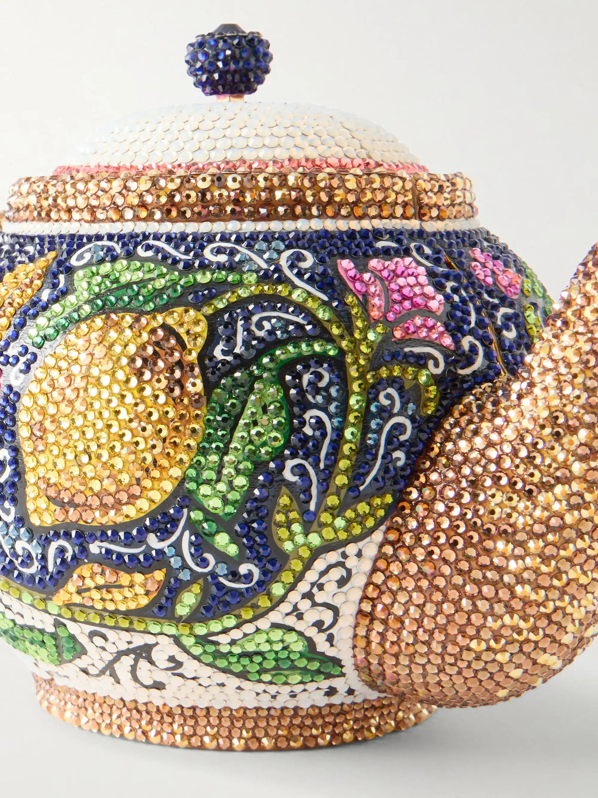 Teapot Crystal-embellished Gold-tone Clutch