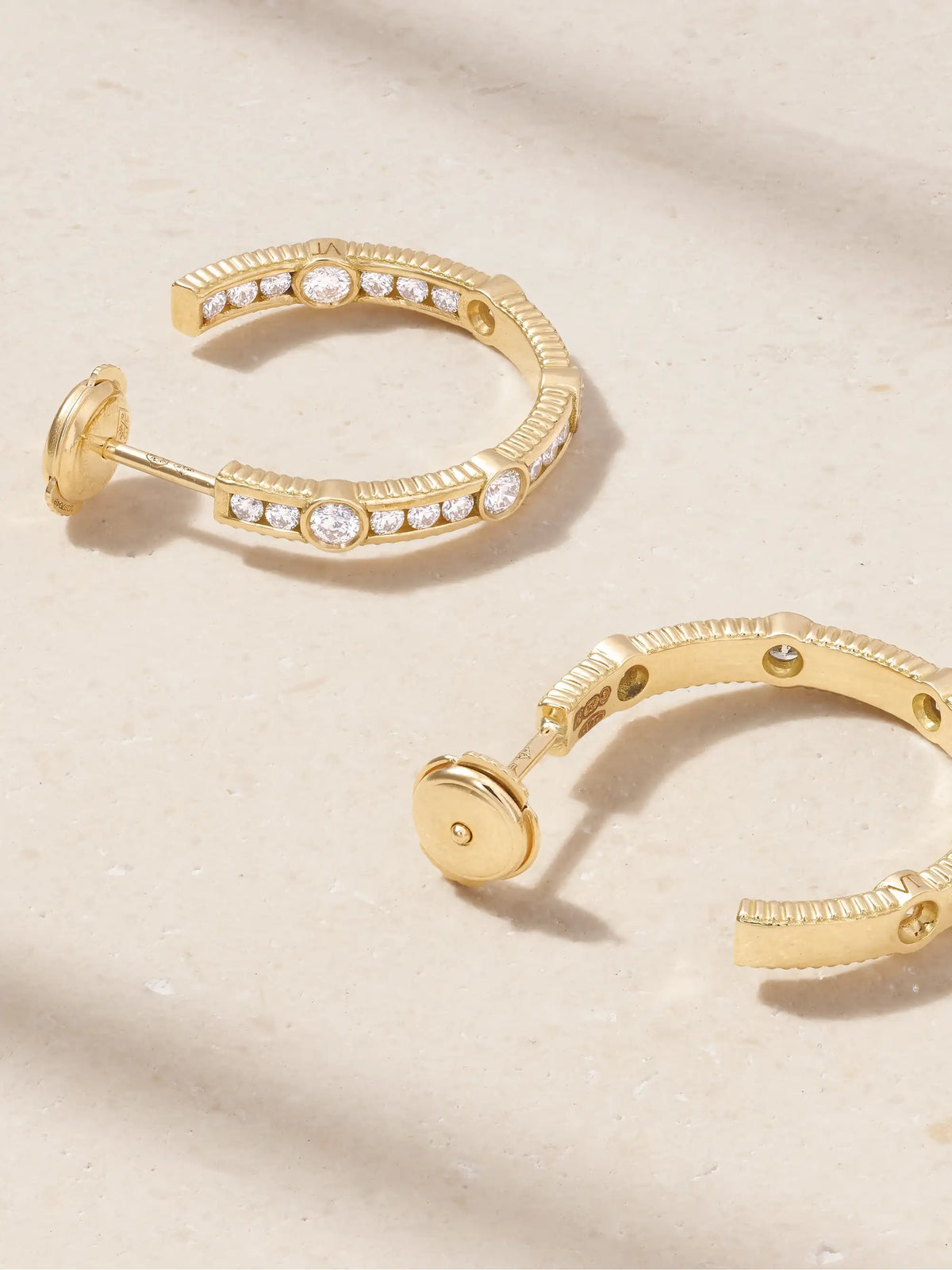 Rayon 18-karat Gold Diamond Hoop Earrings