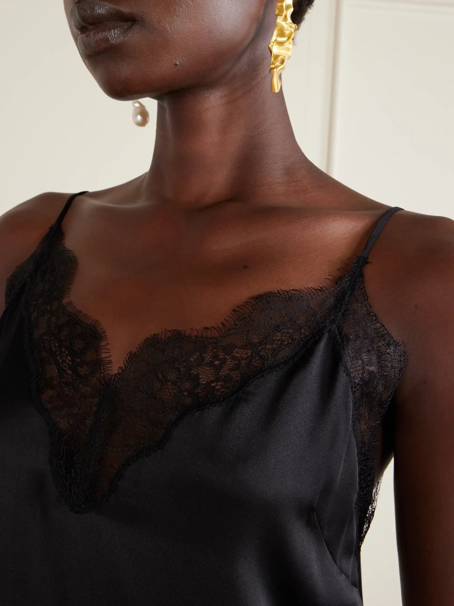 Mael Lace-trimmed Silk-blend Satin Top