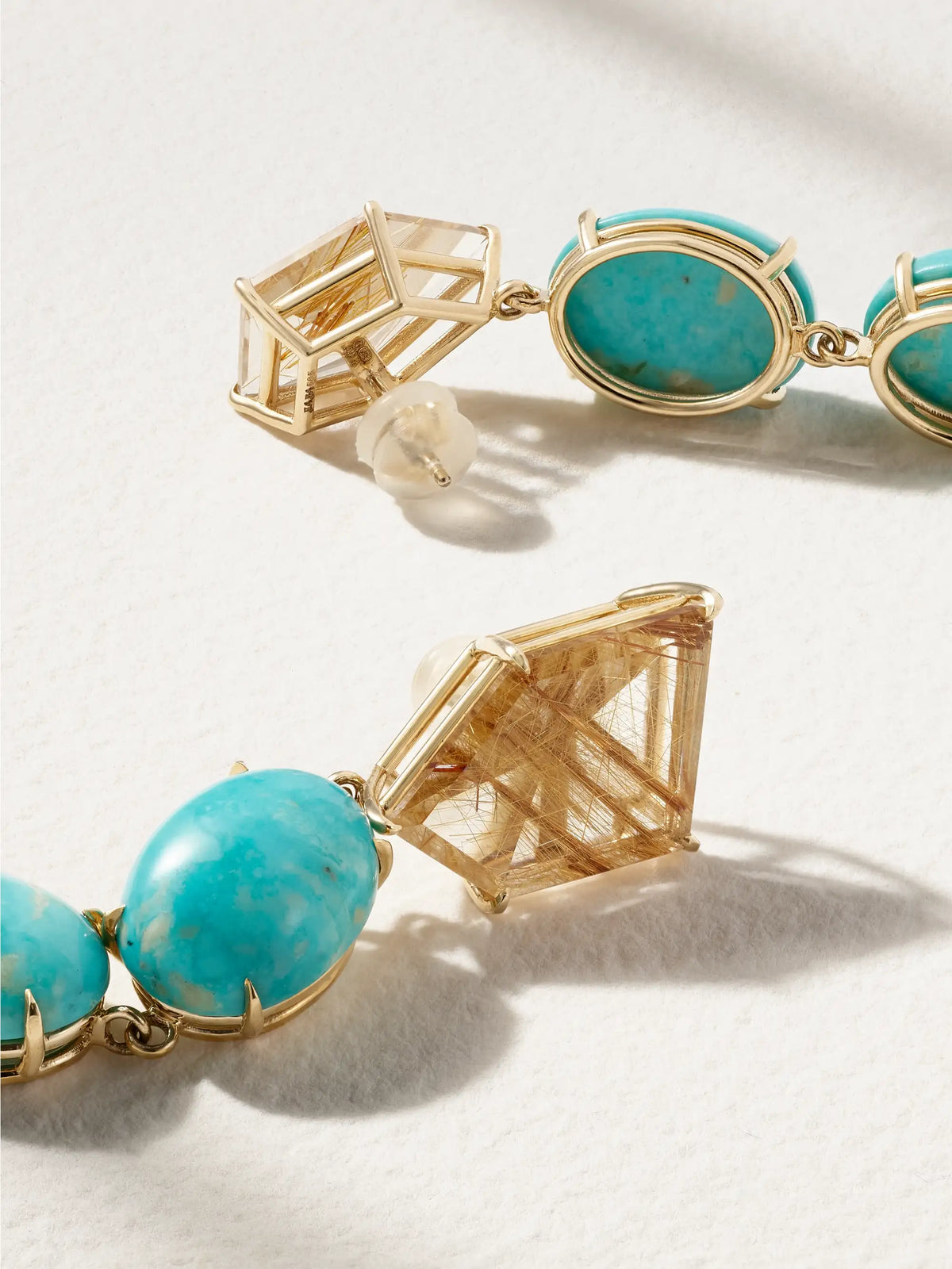 Mona Lisa Gold, Turquoise And Quartz Earrings