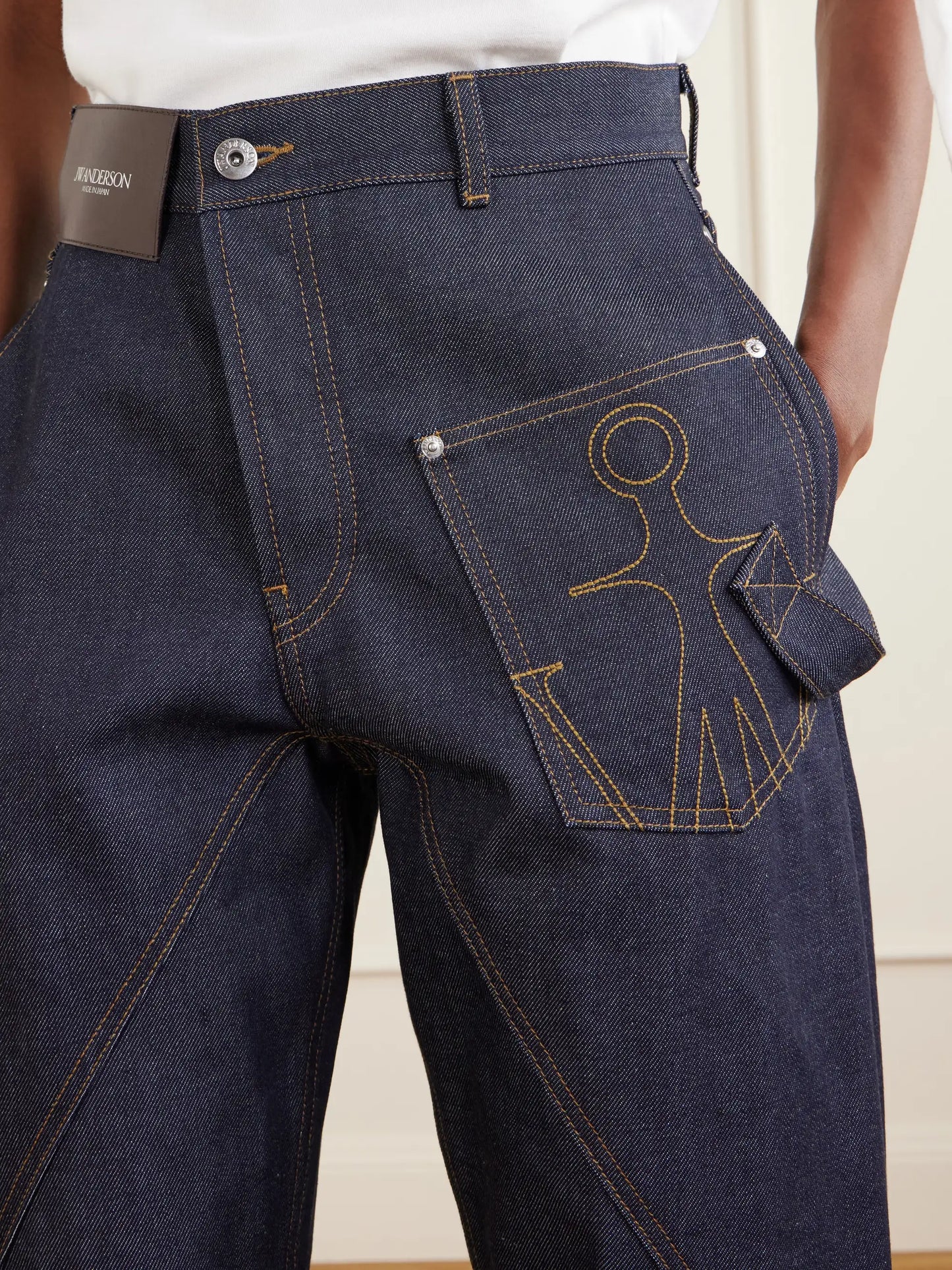 High-rise Embroidered Wide-leg Jeans