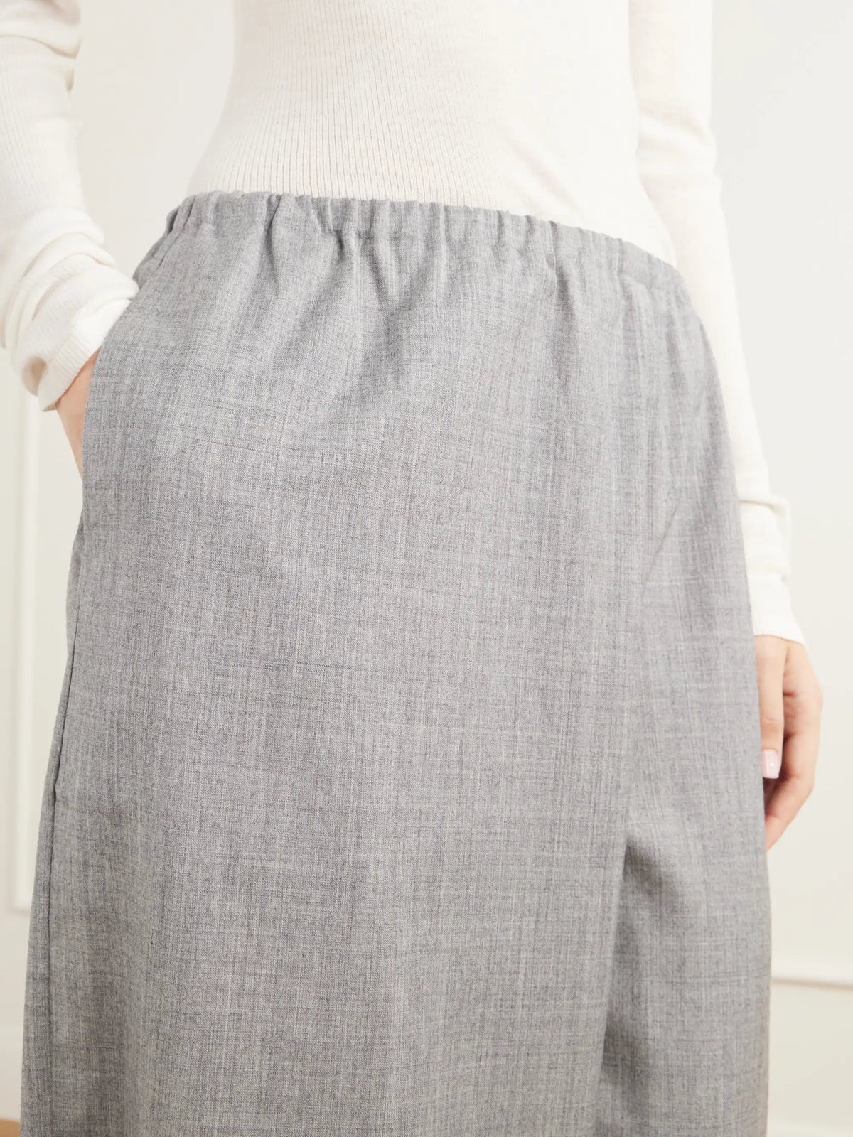 ST. AGNI Wool-blend Woven Barrel-leg Pants