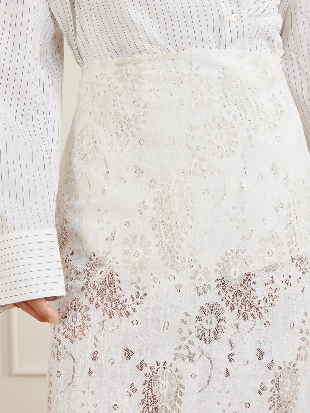 RÓHE Lace Linen-blend Midi Skirt