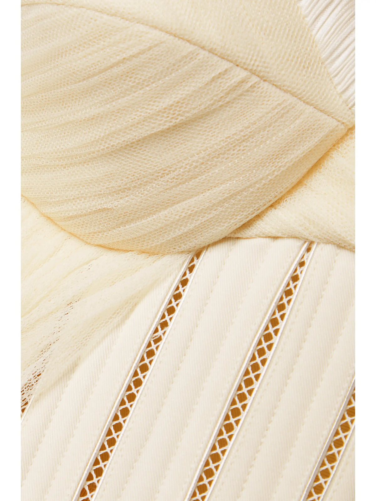 Danielle Frankel Anika Strapless Cotton-blend Twill, Tulle And Plissé-satin Bustier Top
