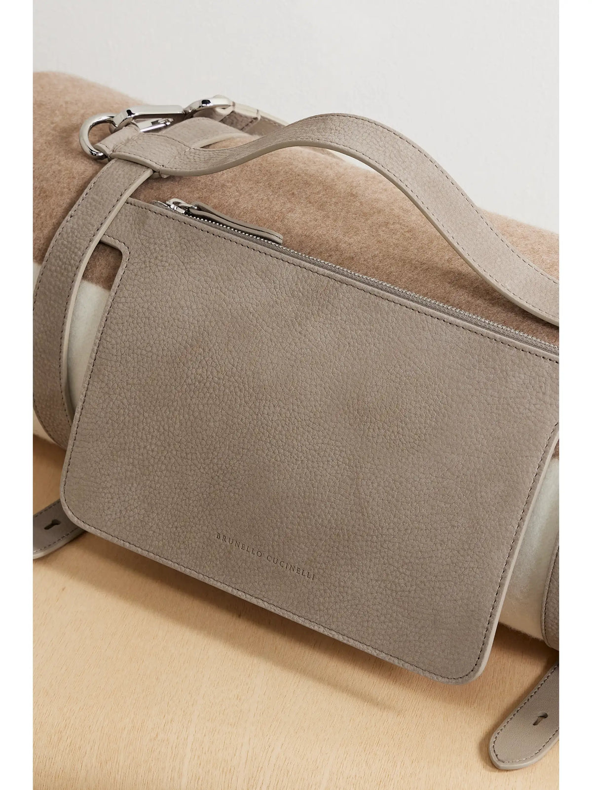 Textured-leather Blanket Holder