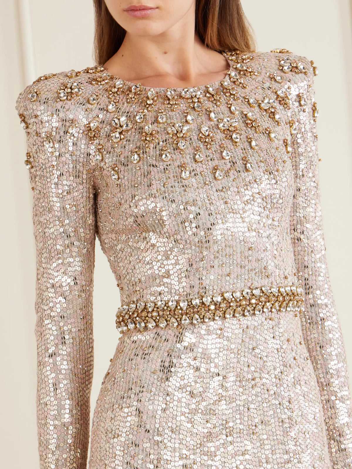 Georgia Sequined Satin Gown