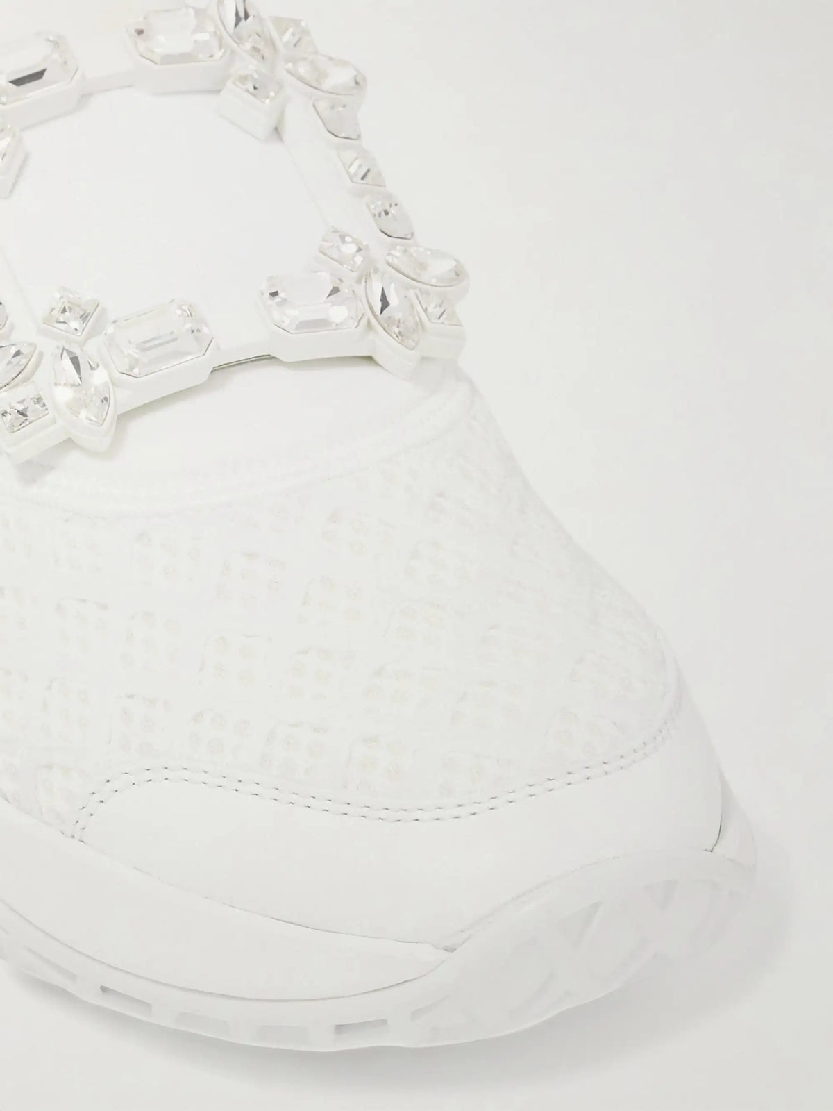 Viv Run Crystal-embellished Mesh And Leather Slip-on Sneakers