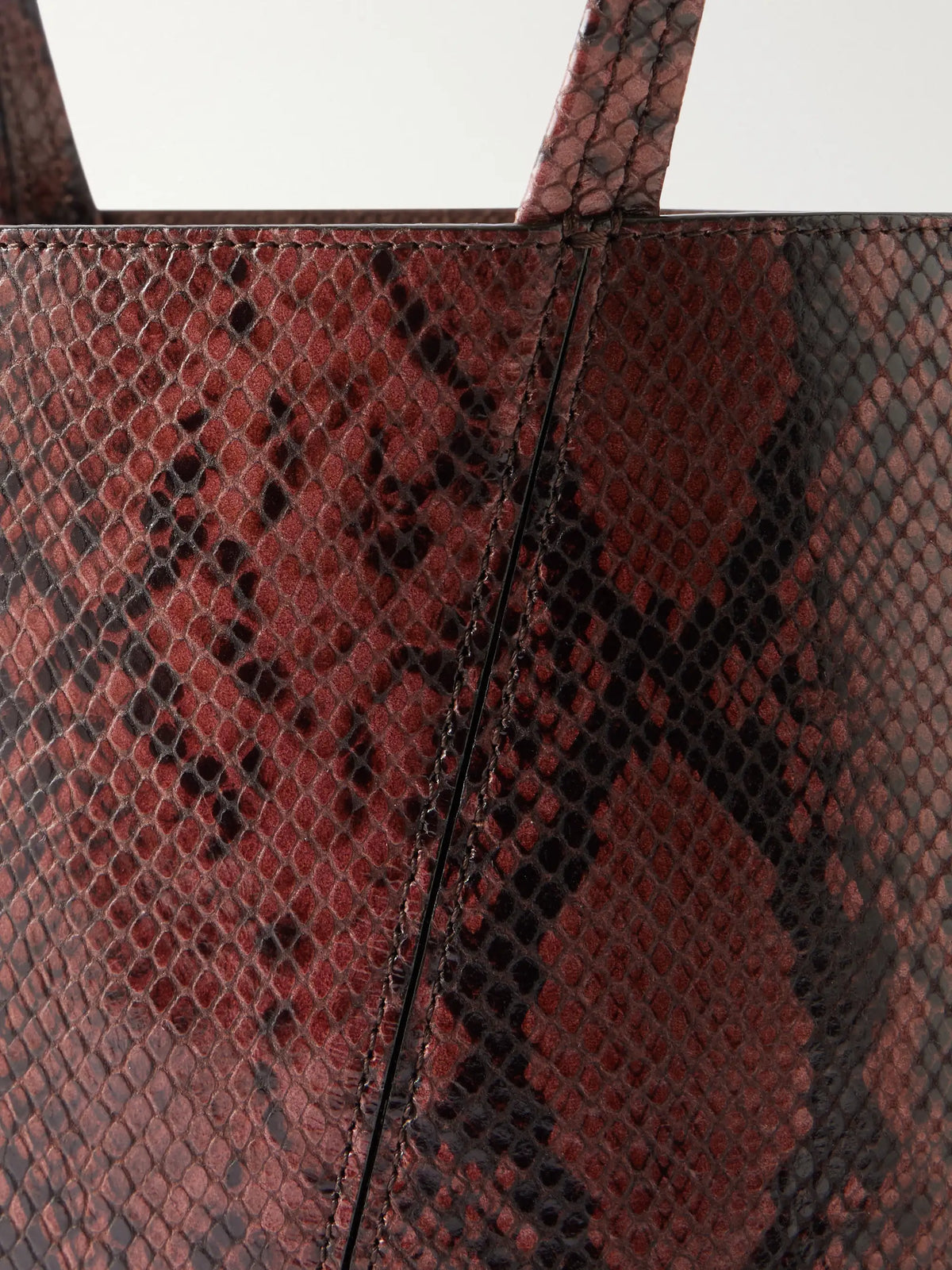 Spin Embellished Snake-effect Leather Tote