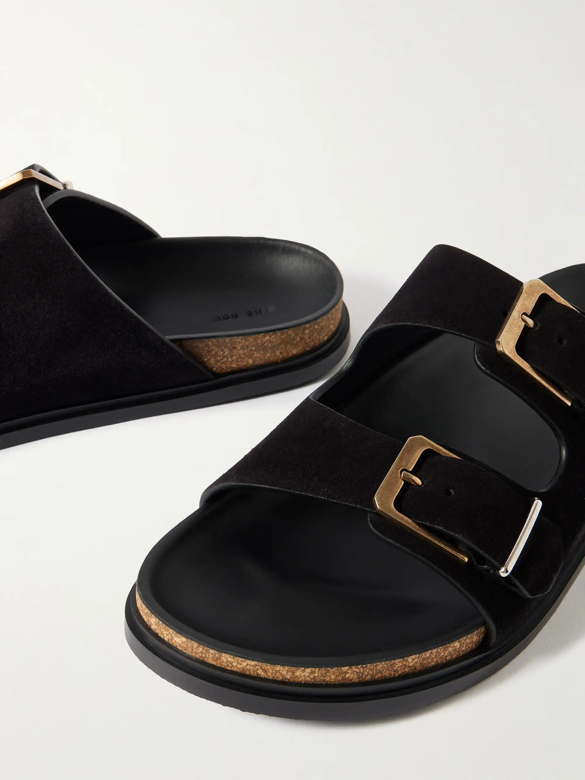 Buckled Suede Slides