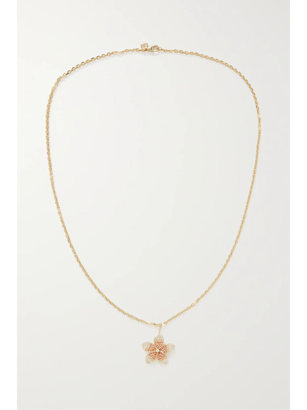 Large Plumeria 14-karat Gold Diamond And Sapphire Necklace