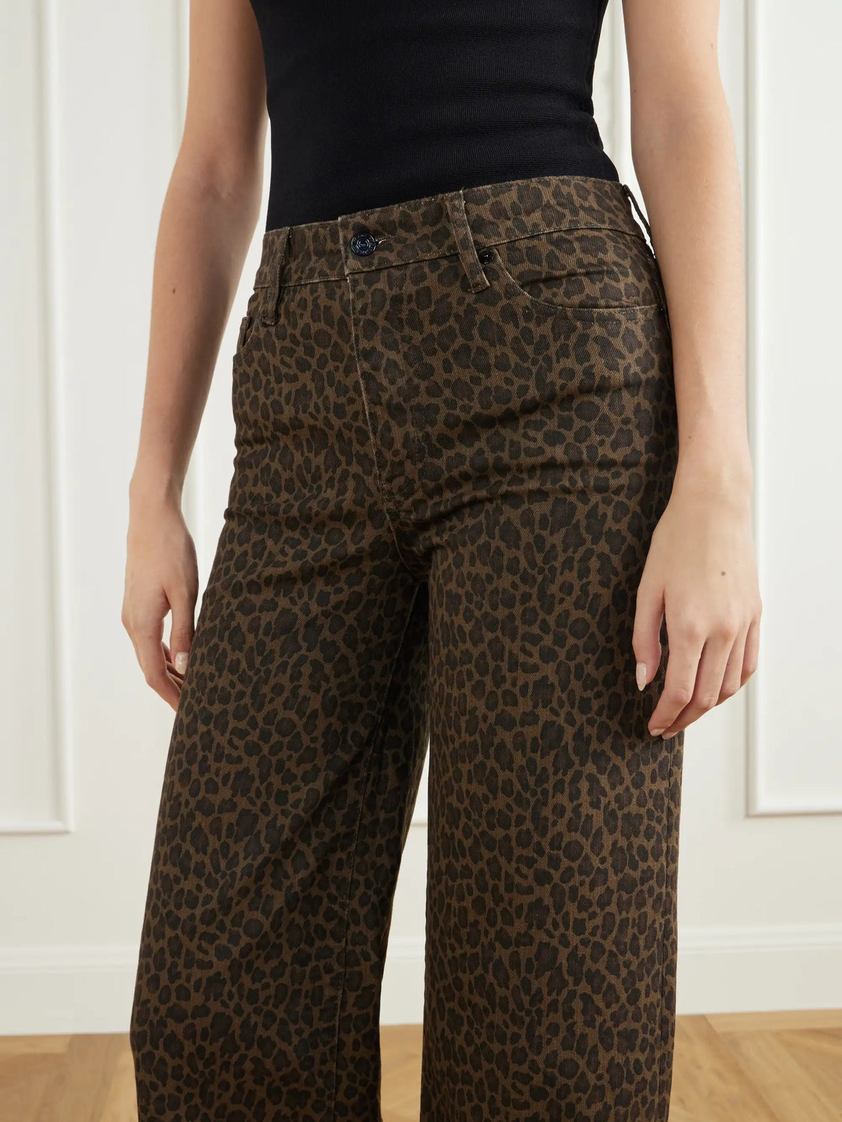 FRAME Le Slim Palazzo Leopard-print High-rise Flared Jeans