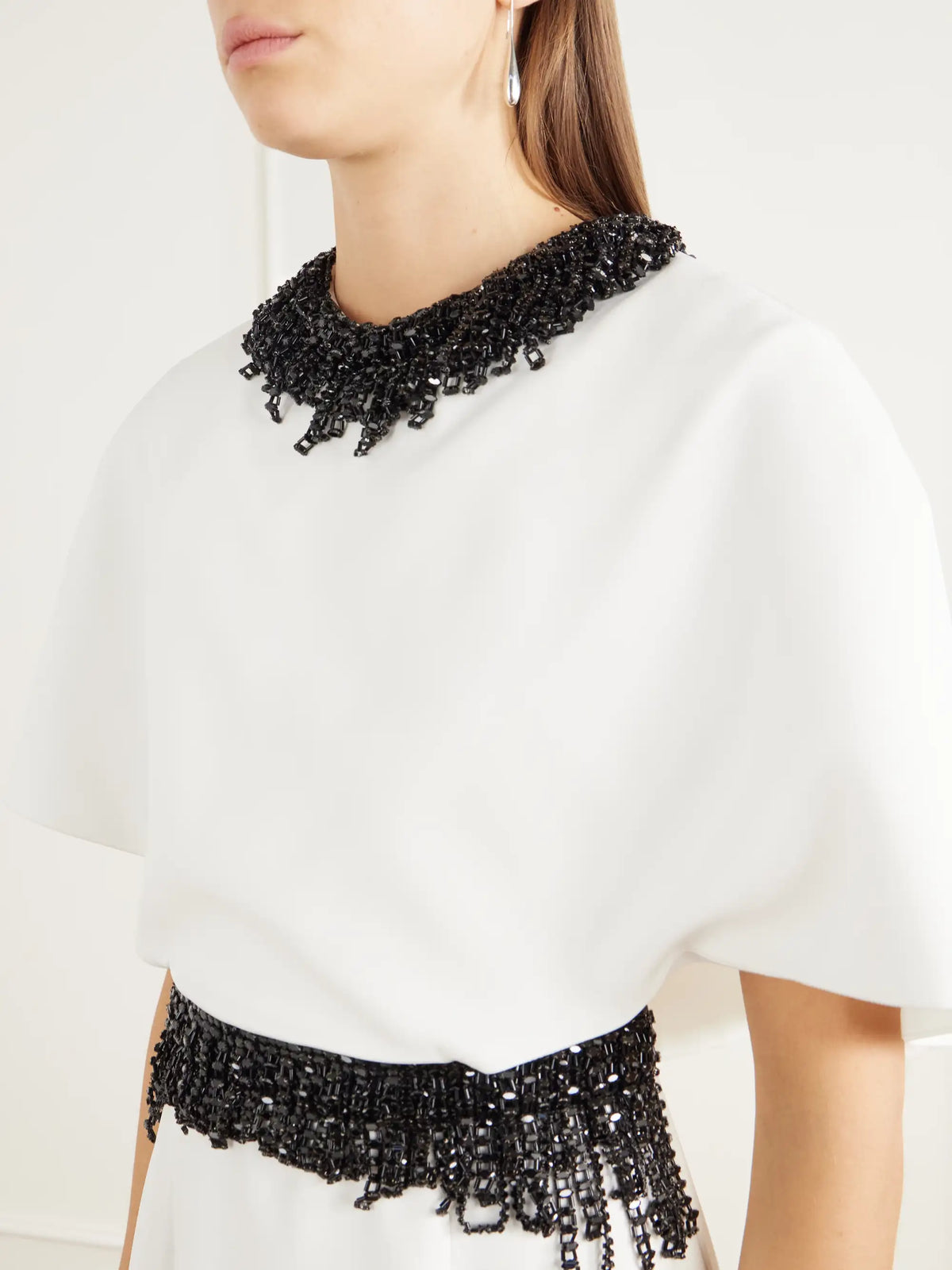 SIMKHAI Vantrel Cape-effect Bead-embellished Cady Gown