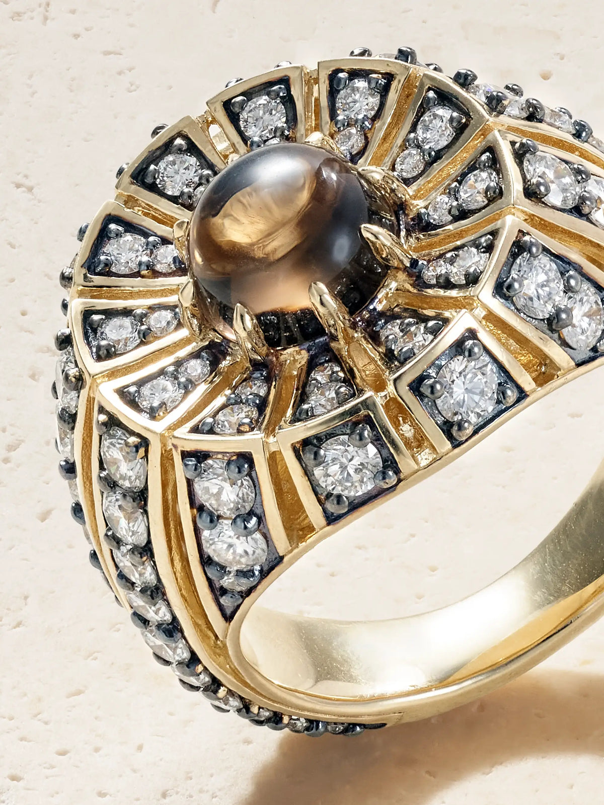 By Pariah Aurora 14-karat Gold, Rhodium-plated, Quartz And Diamond Ring