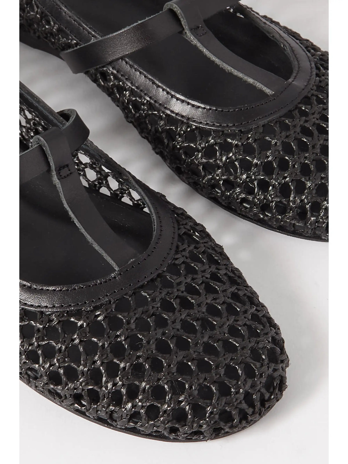 Aerati Leather-trimmed Woven Raffia Ballet Flats