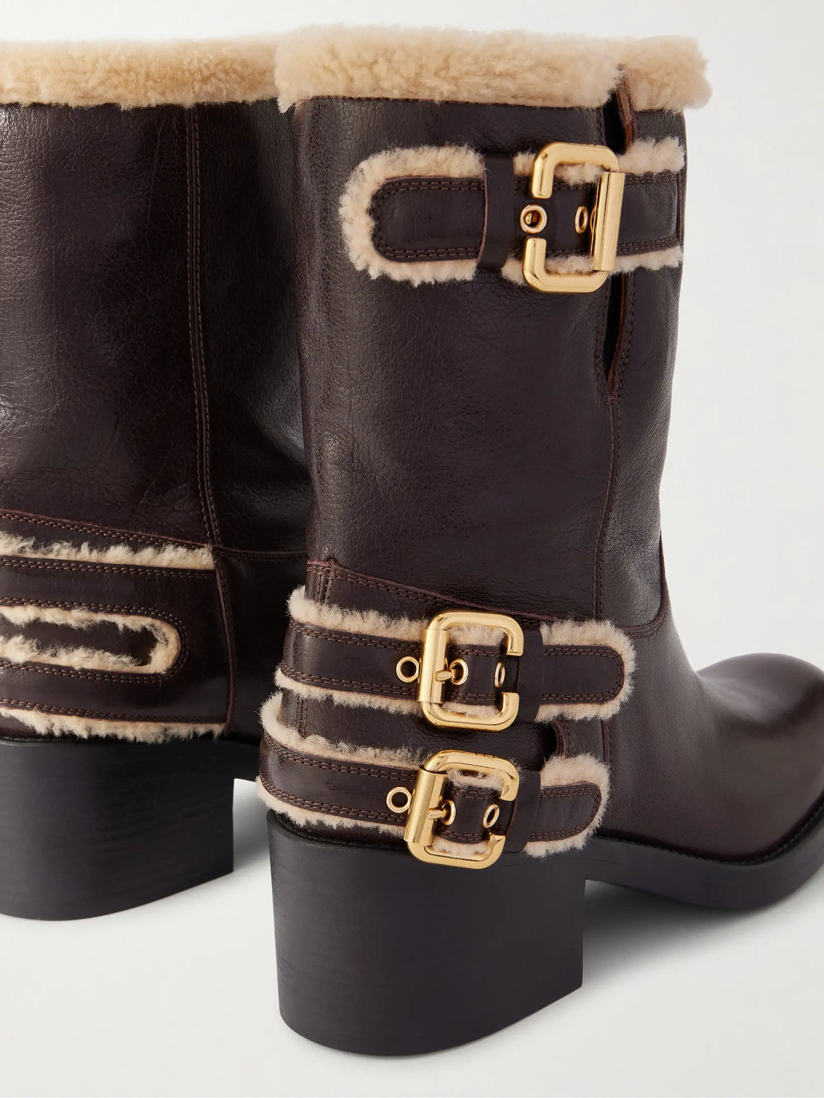 Dakota Buckled Shearling-trimmed Leather Ankle Boots
