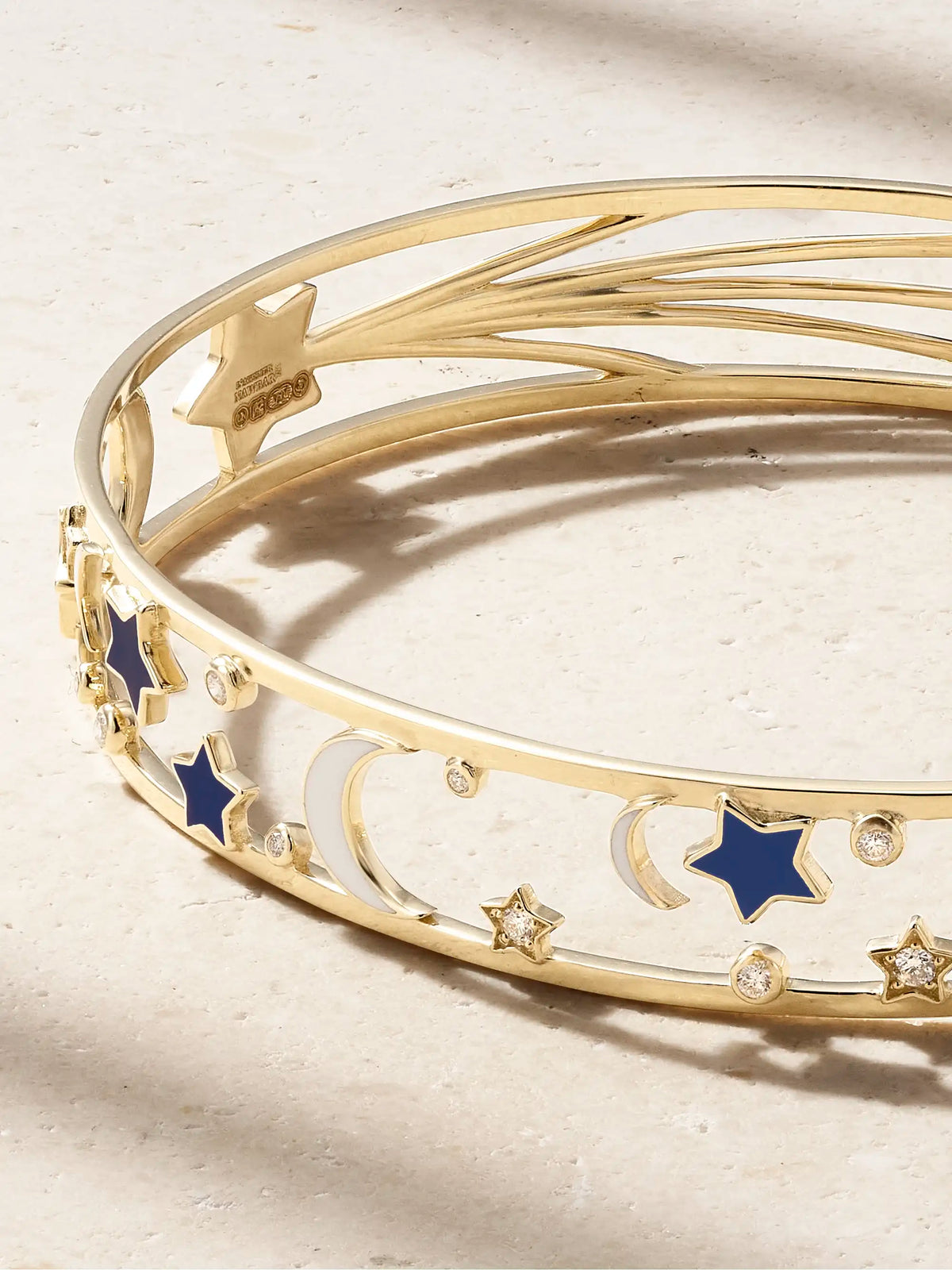 Starry 18-karat Gold, Diamond And Enamel Bangle