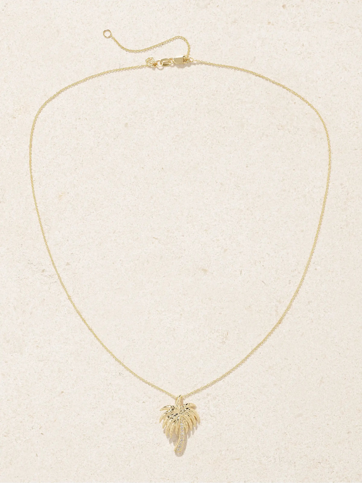 Palm Tree 14-karat Gold Diamond Necklace