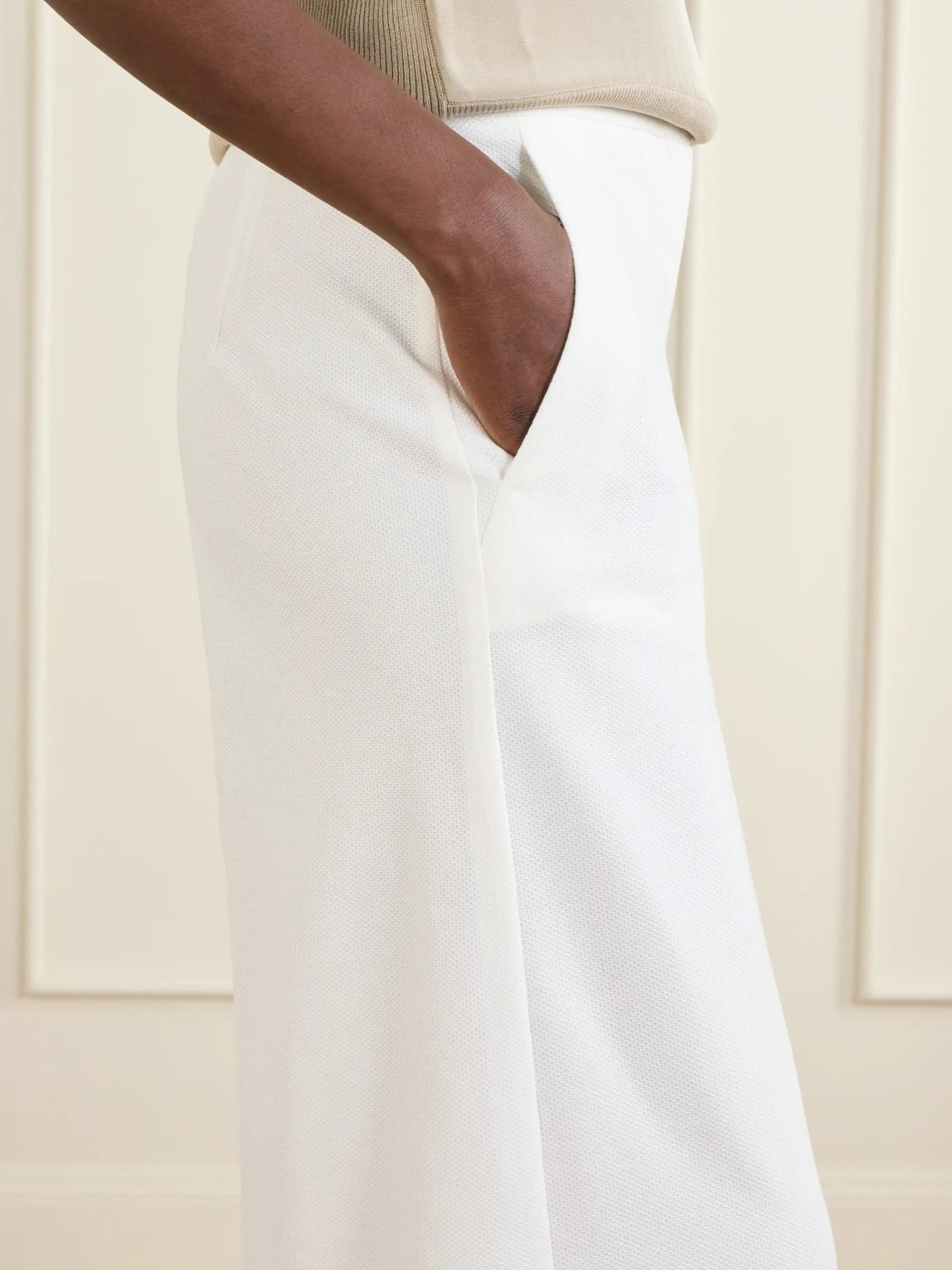 Cotton-piqué Wide-leg Pants