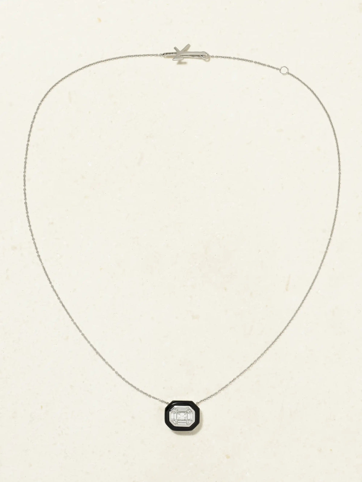Oui 18-karat White Gold, Diamond And Enamel Necklace