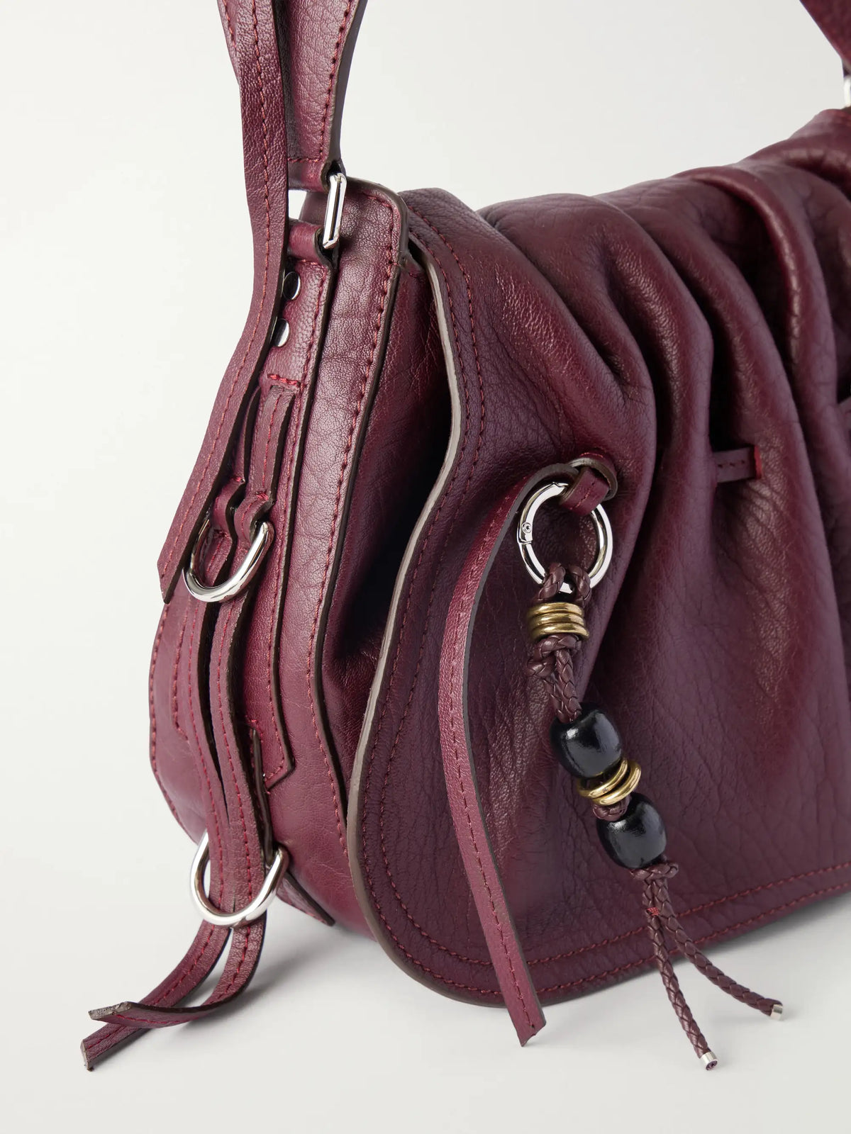Bolton Embellished Tasseled Textured-leather Shoulder Bag