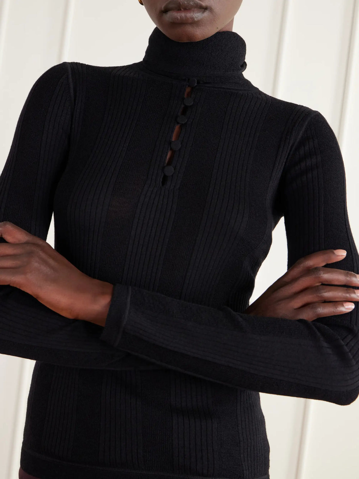 Tory Burch Scarf-detailed Ribbed Wool Sweater