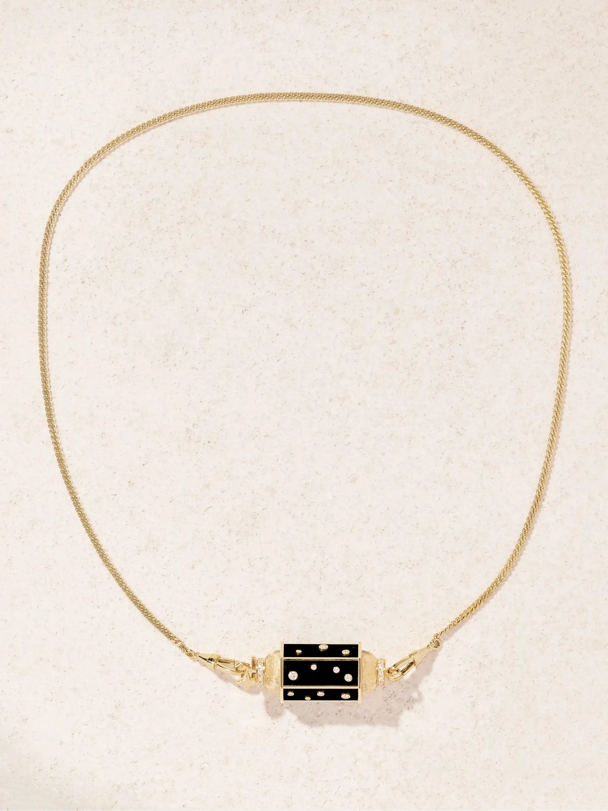 Dot Locket Gourmette 18-karat Gold, Ebony And Diamond Necklace