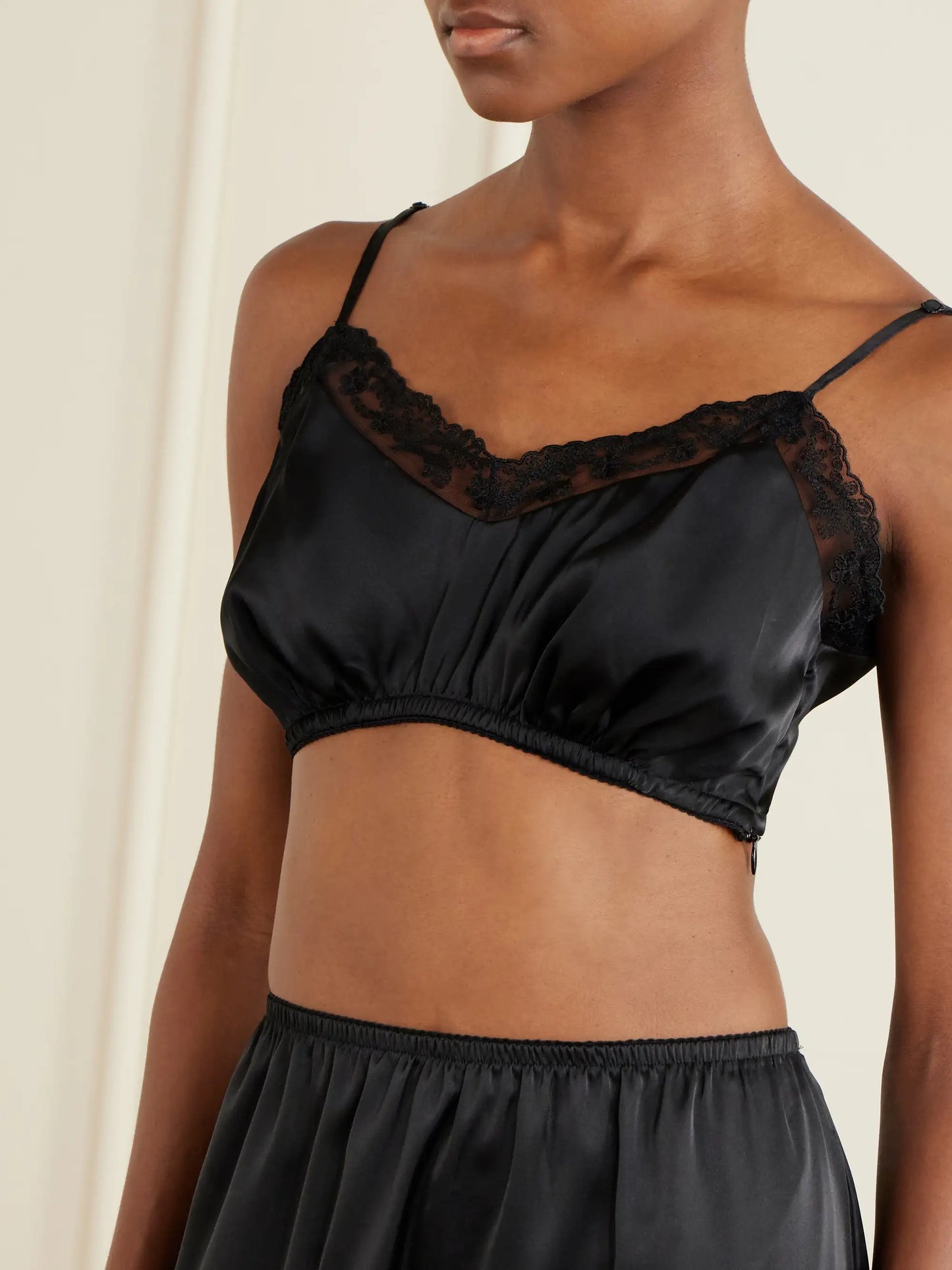 Lace-trimmed Satin Bralette