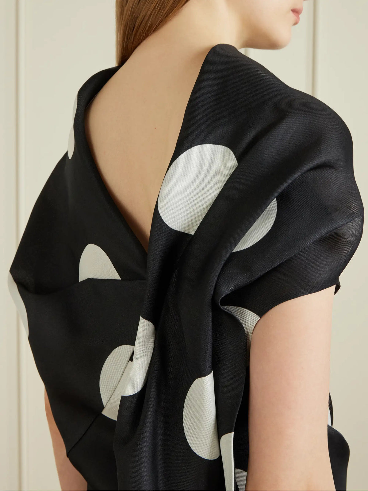 KHAITE Tatia Draped Polka-dot Silk Mini Dress