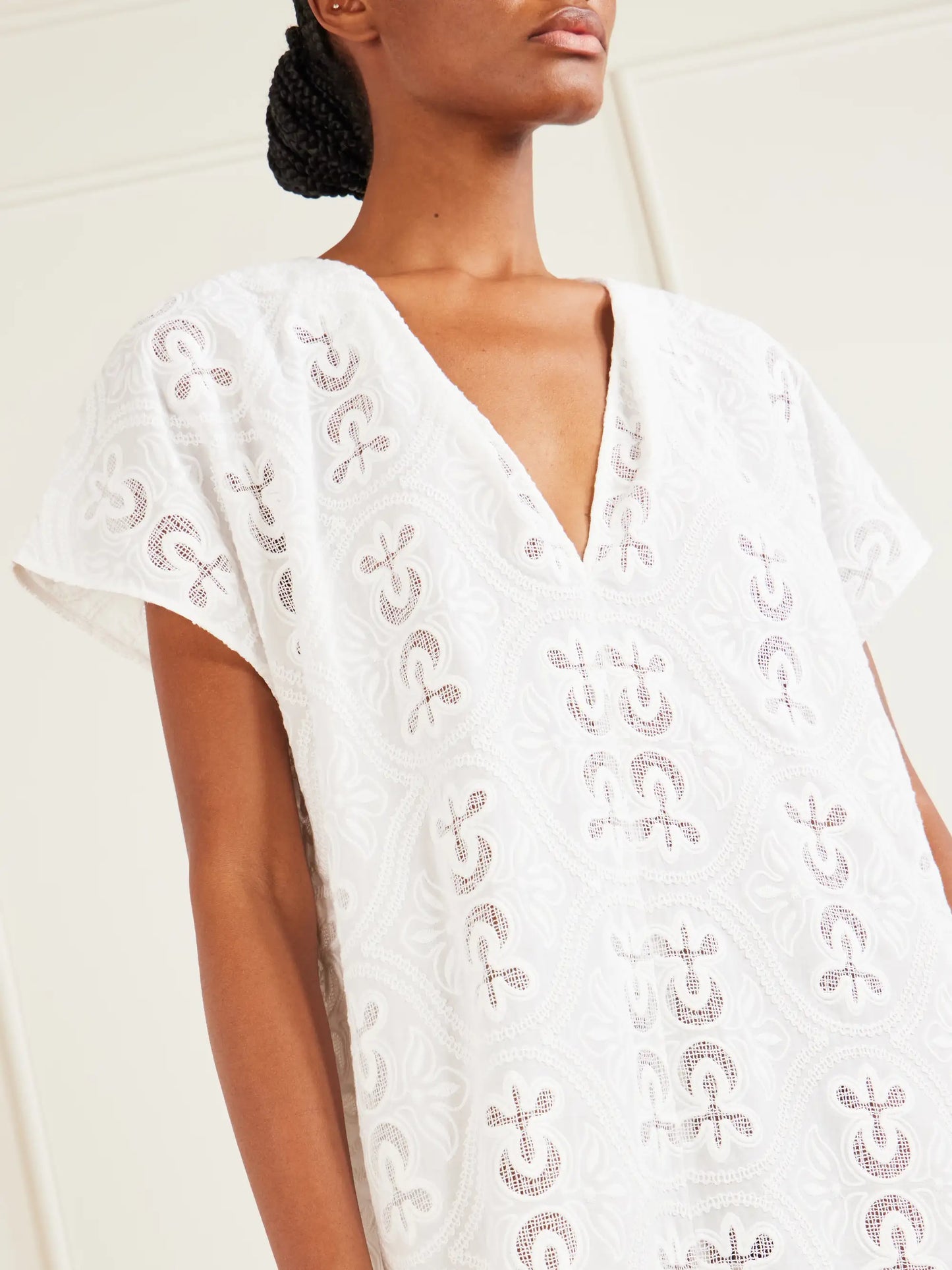 Yuna Embroidered Cotton-blend Midi Dress