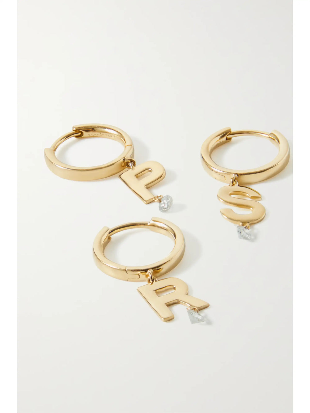 Initial 18-karat Gold Diamond Single Hoop Earring