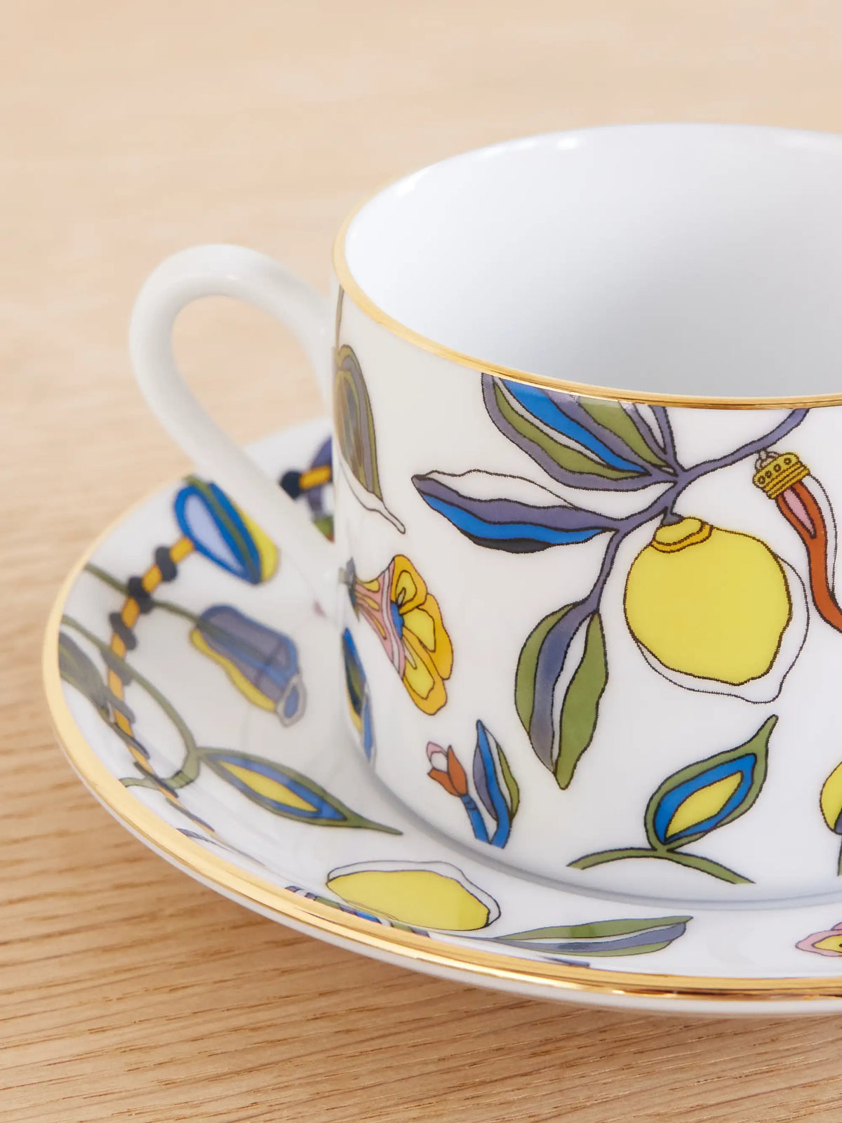 Impero Set Of Two Gold-plated Painted Porcelain Teacups