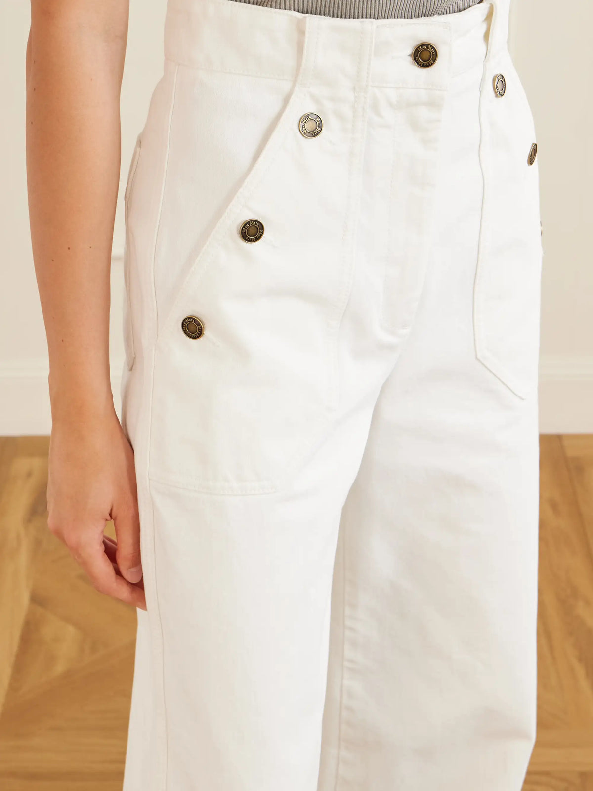 Logo-embroidered High-rise Wide-leg Jeans