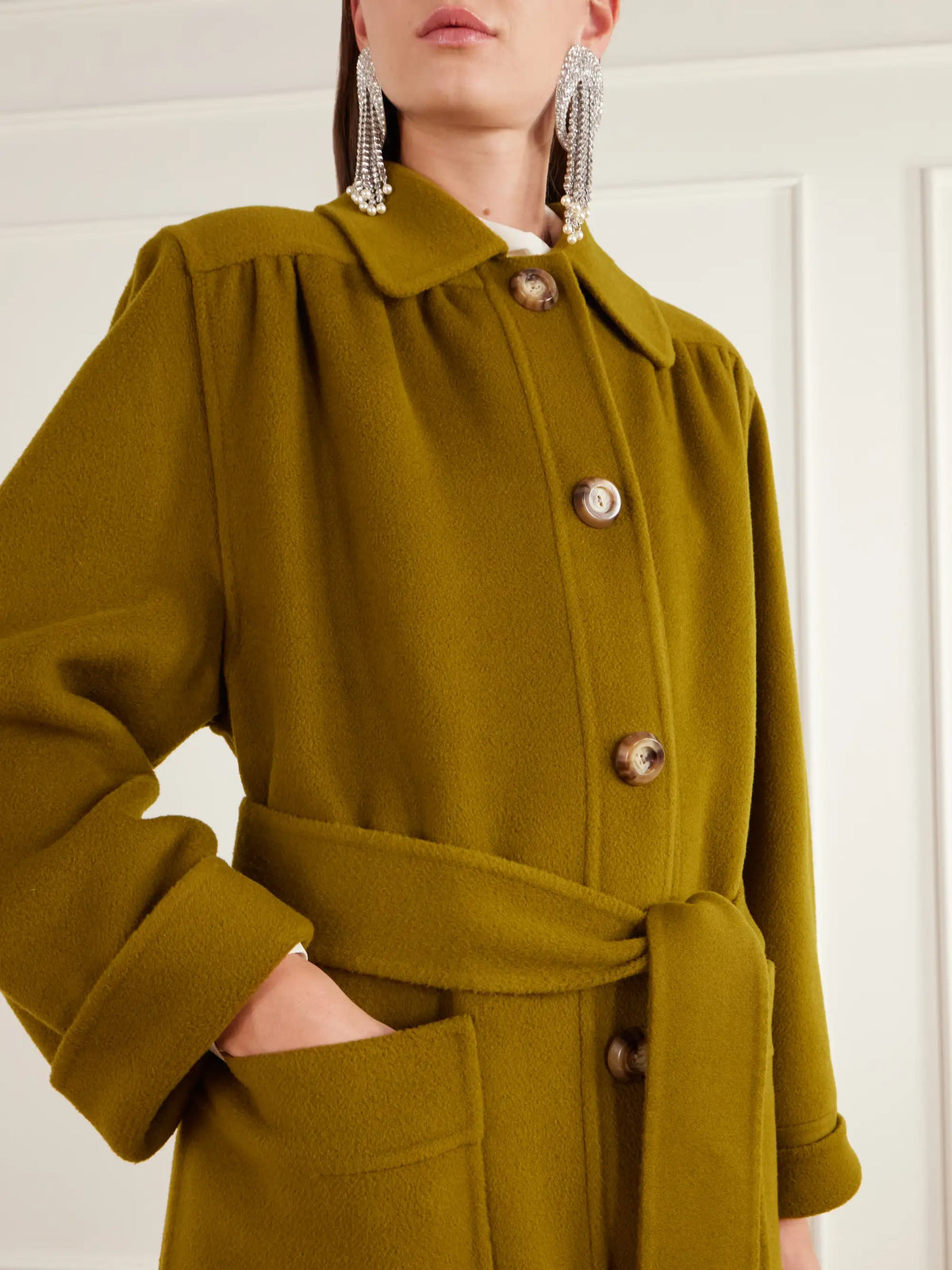Valentino Garavani Belted Gathered Felted Wool And Cashmere-blend Coat