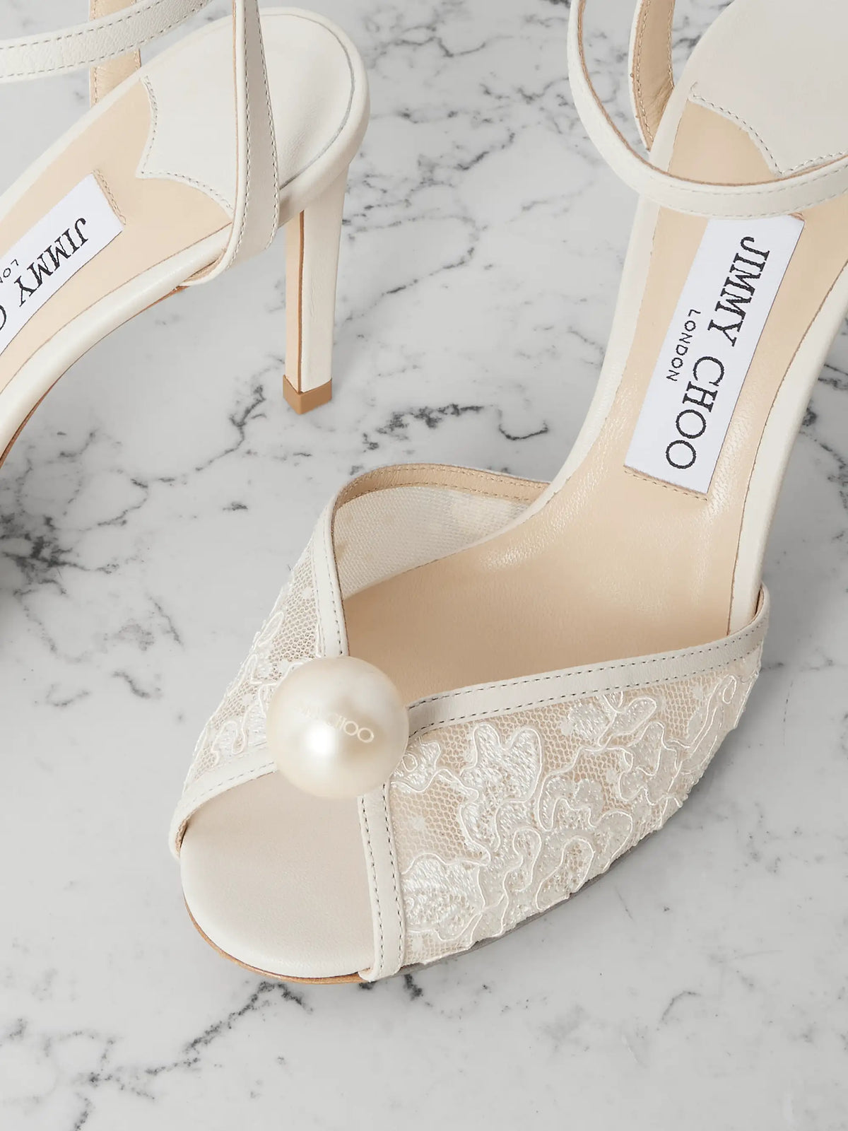 Sacora 85 Embellished Leather-trimmed Lace Sandals