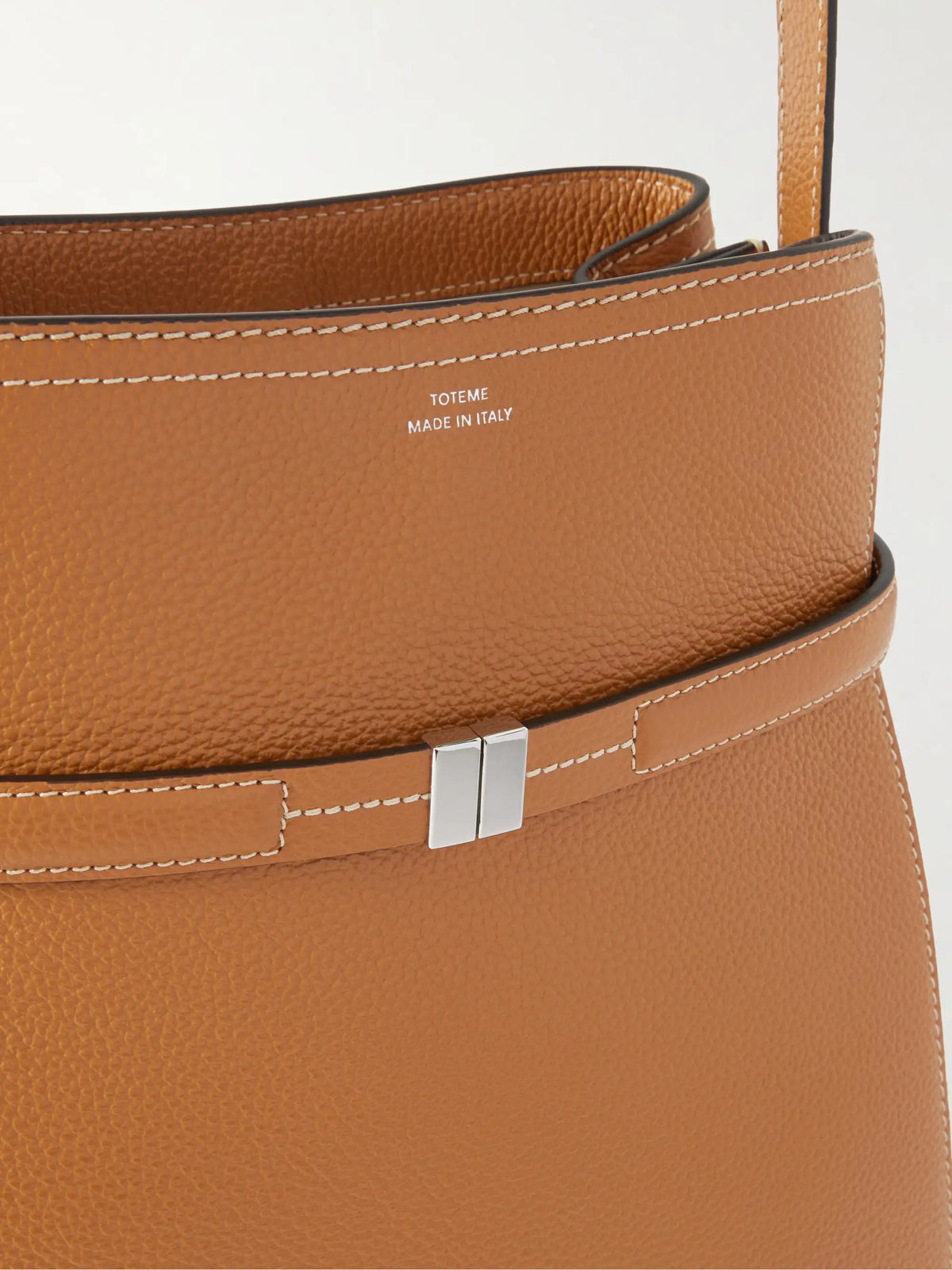 Belted Textured-leather Tote