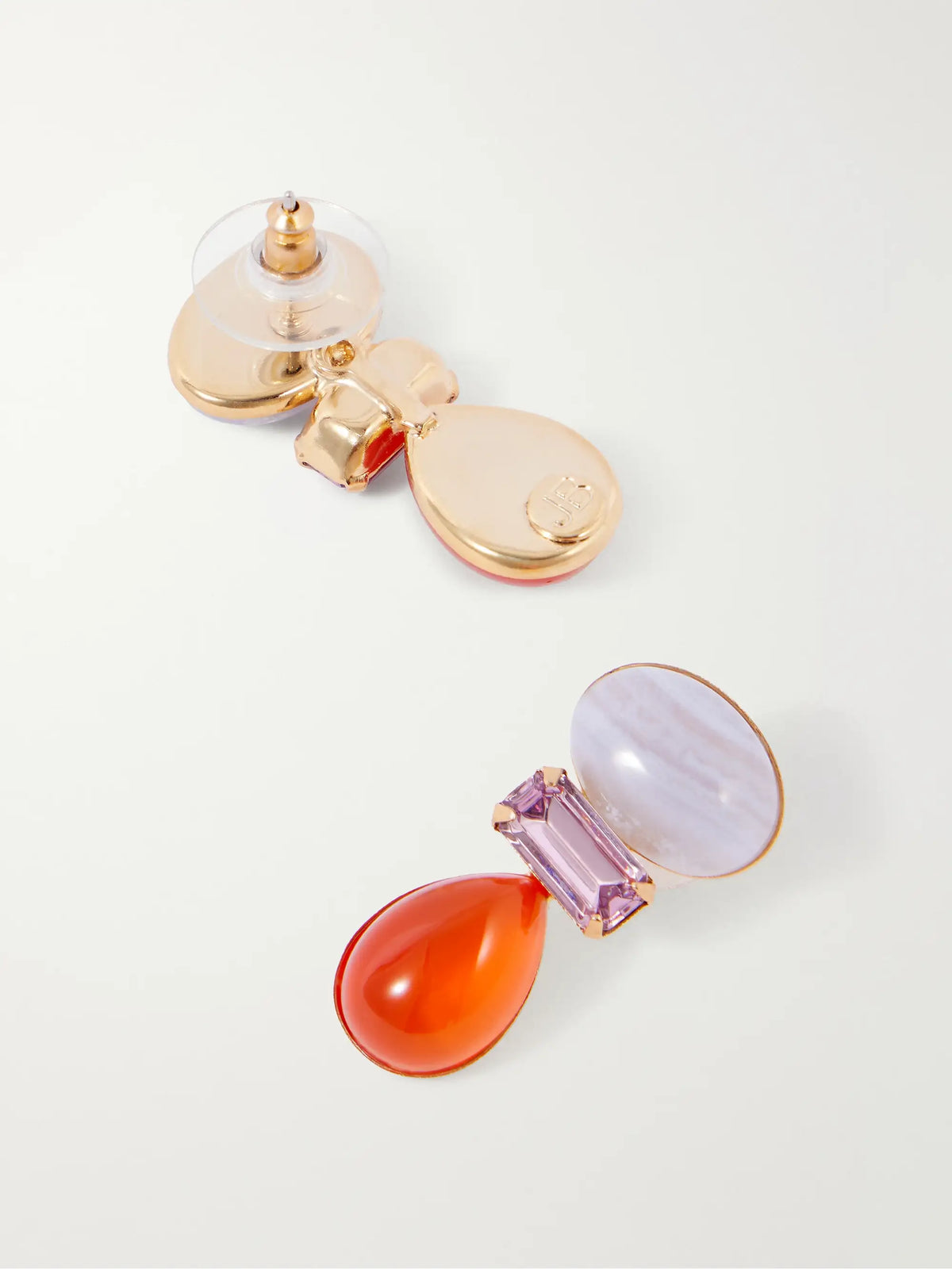 Talia Gold-tone Carnelian And Agate-embellished Earrings