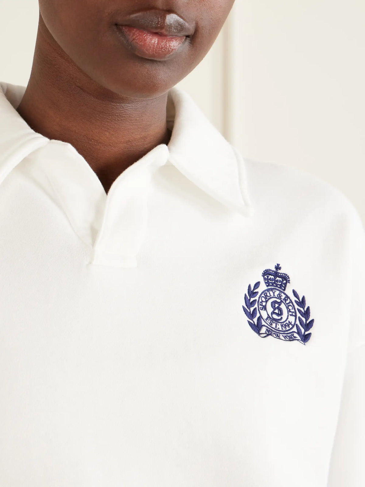 Sporty & Rich Embroidered Ribbed-detail Cotton Sweatshirt
