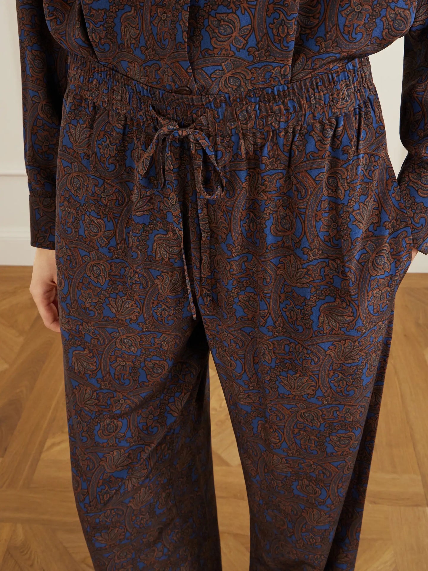 Printed Silk-crepe De Chine Straight-leg Pants