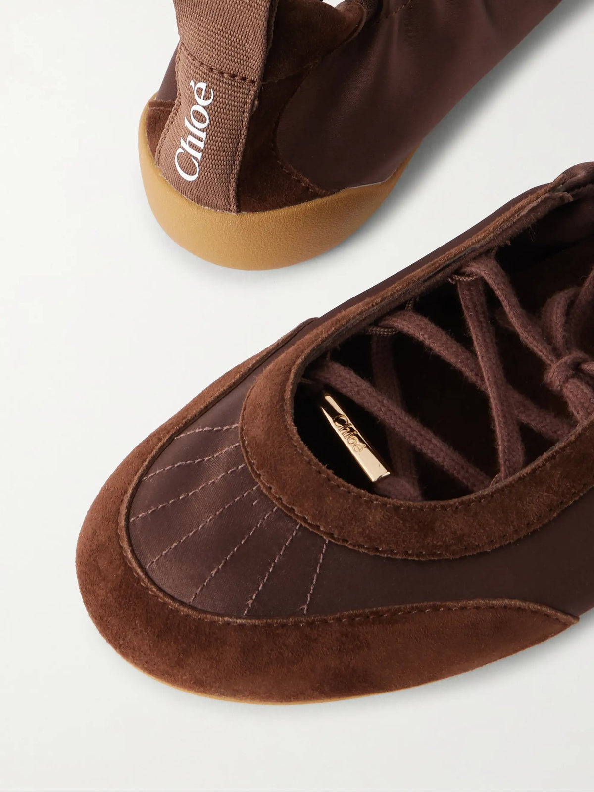 Kick Suede-trimmed Satin Sneakers
