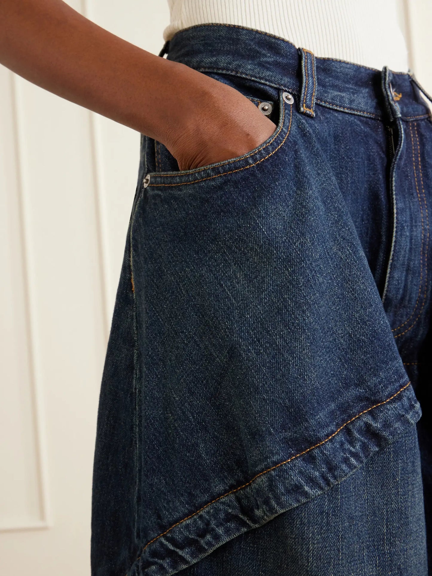 Layered Mid-rise Wide-leg Jeans
