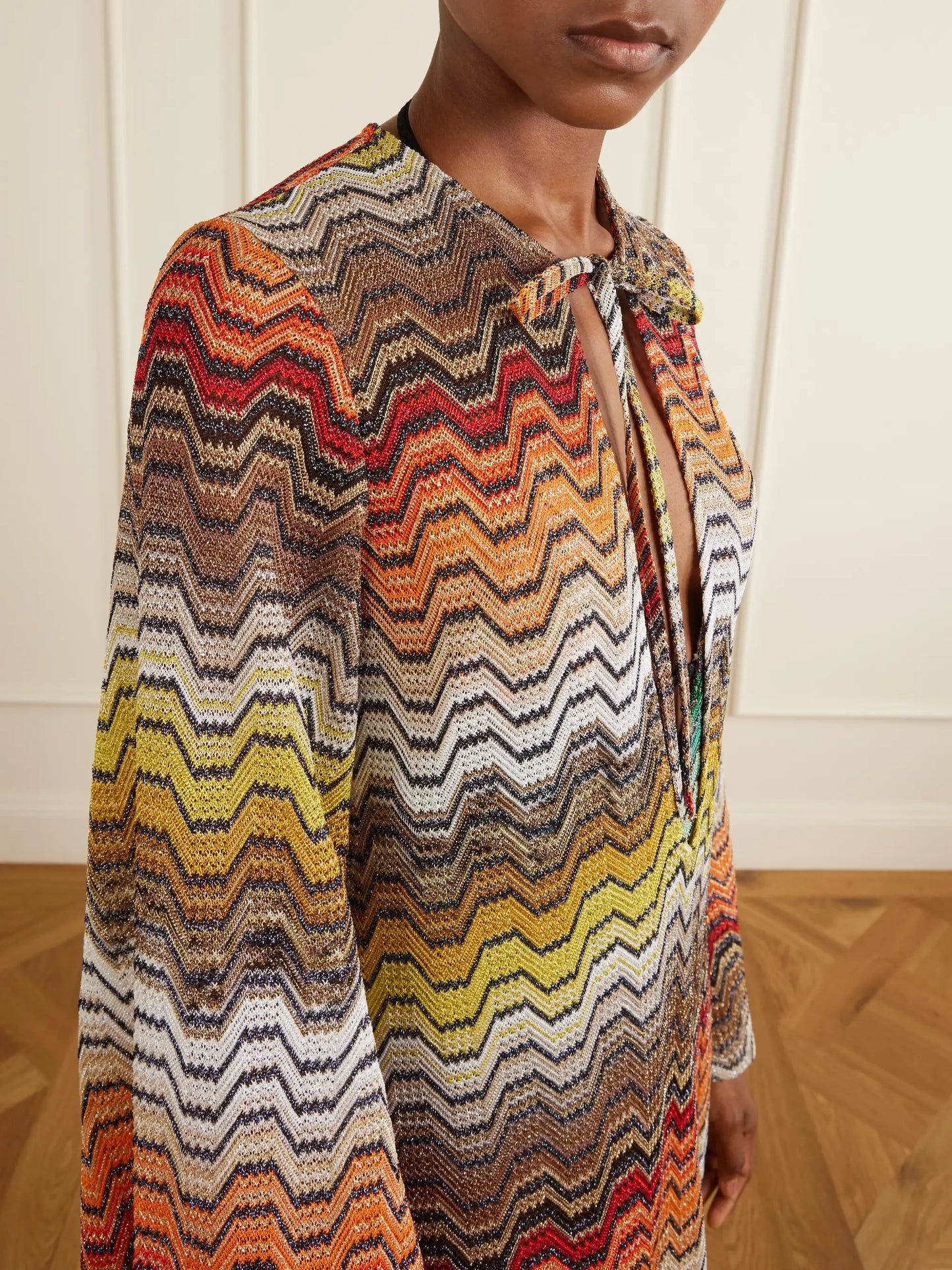 Mare Striped Metallic Crochet-knit Coverup