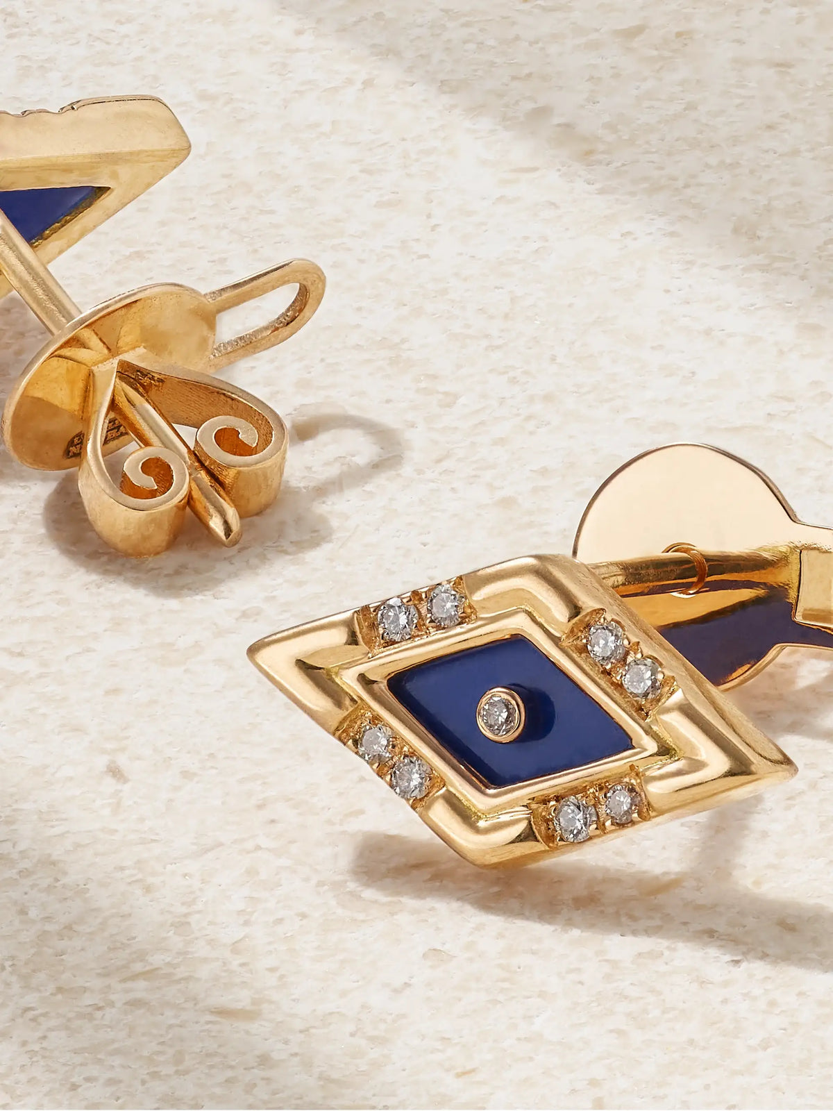 Mini Eye 18-karat Gold, Lapis Lazuli And Diamond Earrings