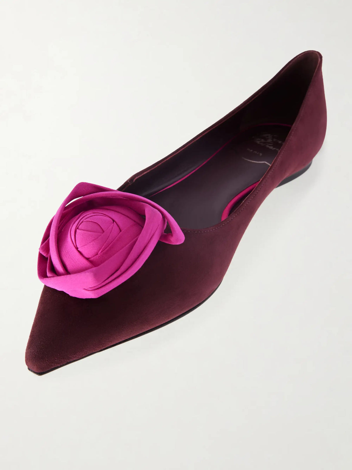 Rose Ball Embellished Suede Ballet Flats
