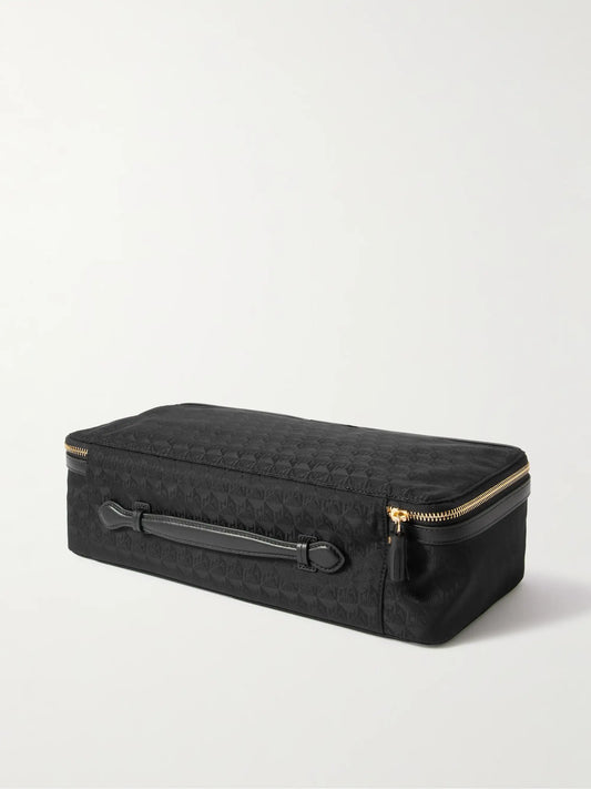 Hair Kit Leather-trimmed Nylon-jacquard Cosmetic Case