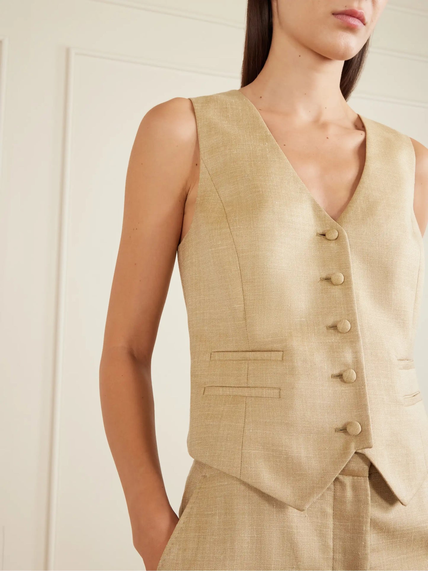 Coleridge Wool, Silk And Linen-blend Twill Vest