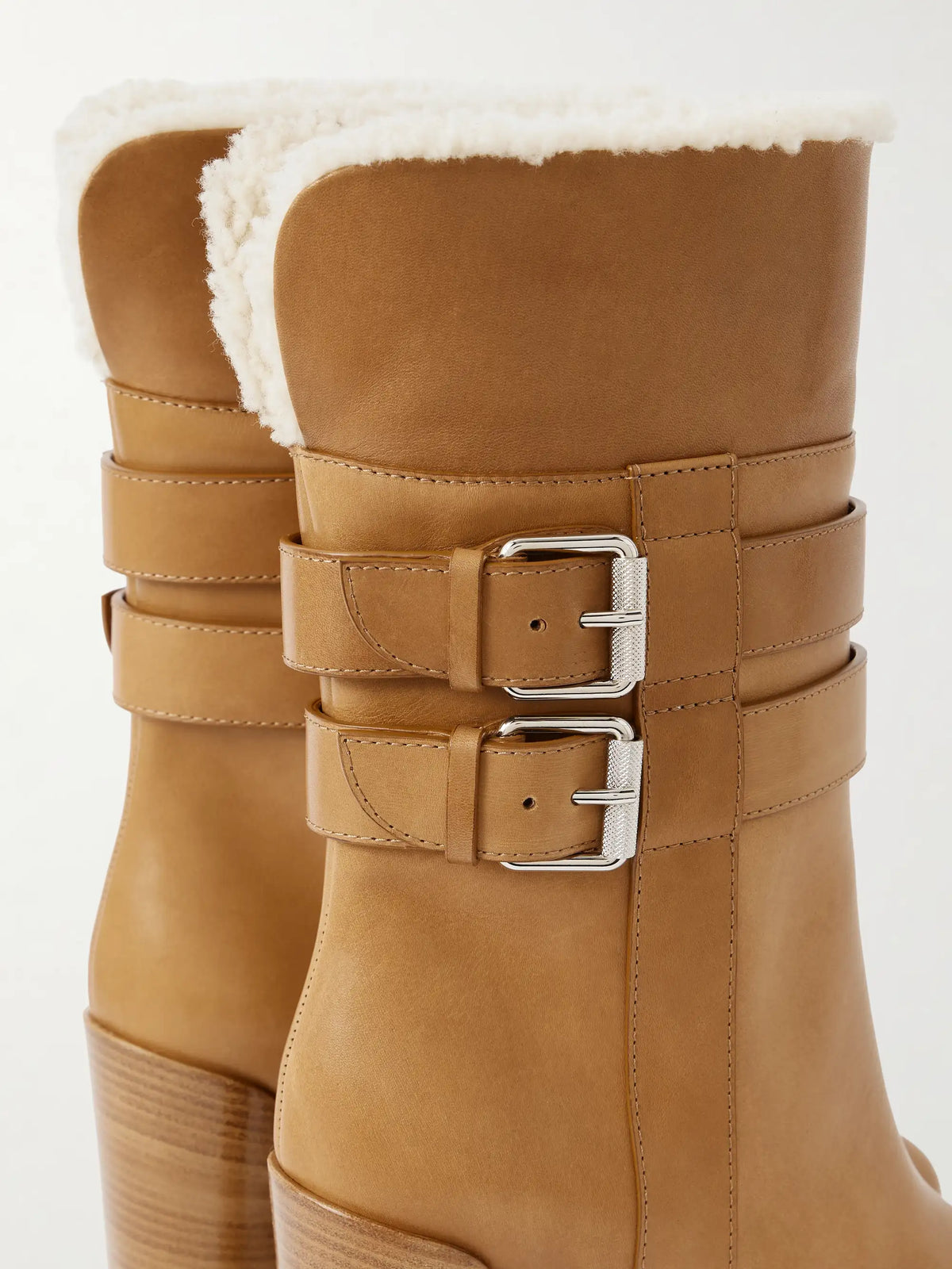 Elisawalk 100 Buckled Shearling-lined Leather Ankle Boots